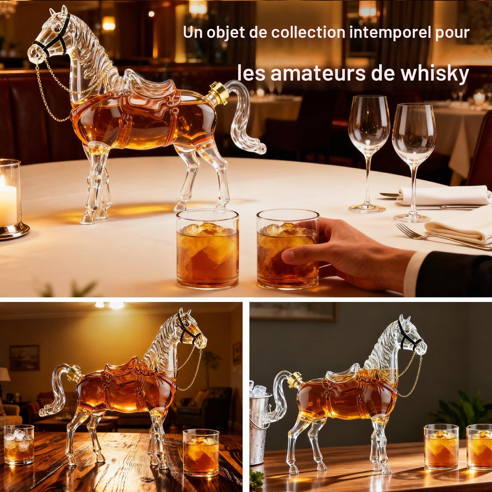 Carafe à Whisky, Coffret Cadeau Whisky Pour Homme Carafe à Whisky En Forme De Cheval Avec 2 Verres à Liqueur Coffret Cadeau Original Pour Homme Papa Mari Petit Ami