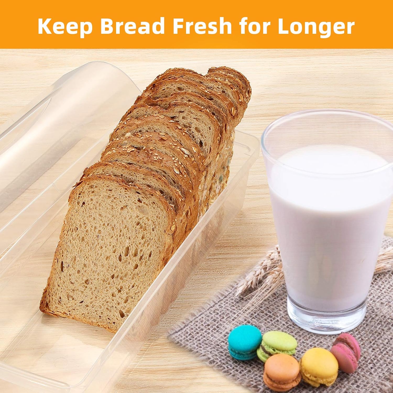 Plastic Bread Container, Bread Storage Bin, Bread Box for Countertop