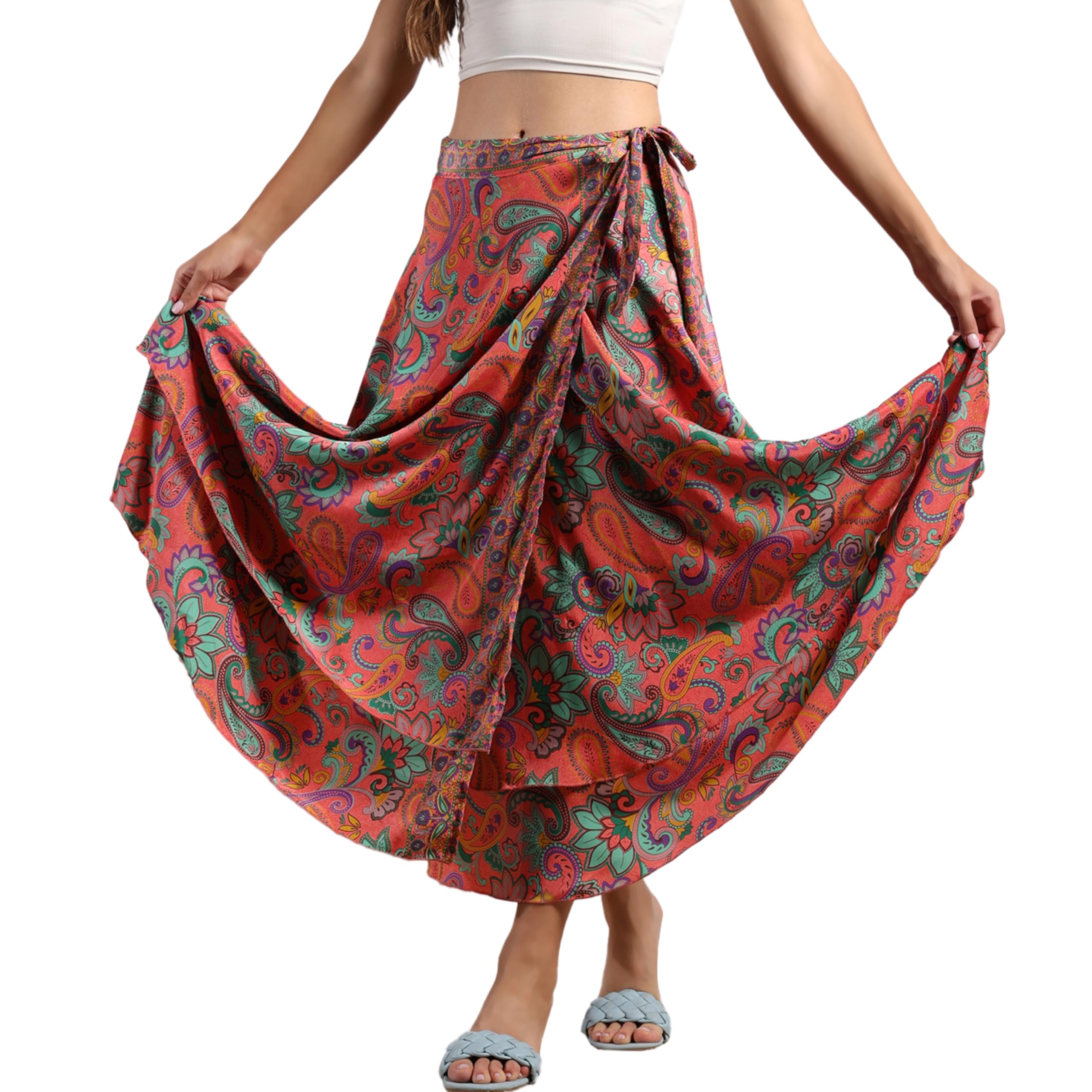 KE KANHA EXPORTS Multi Wear Skirt for Women|Long Skirts for Woman|Wrap for Women|3 in 1 Wrap Skirt |Halter|Dress|Boho Beach|Easily fits XS to XXL|Waist24-38in|Length38in Free Scrunchie Included
