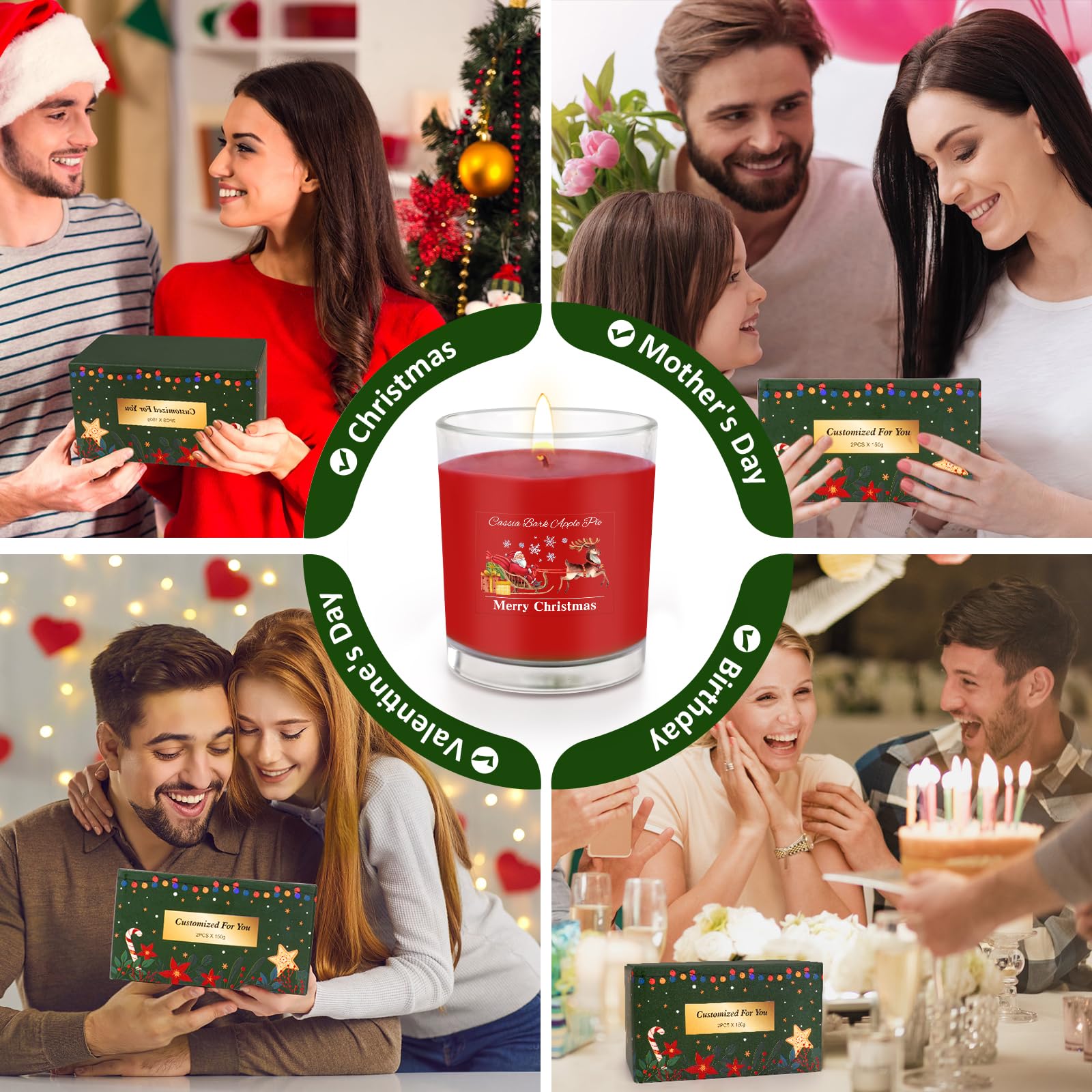 Lot De 2 Bougies Parfumées Noël 320g - Cire De Soja Naturelle, Parfums Relaxants, Coffret Cadeau - 11