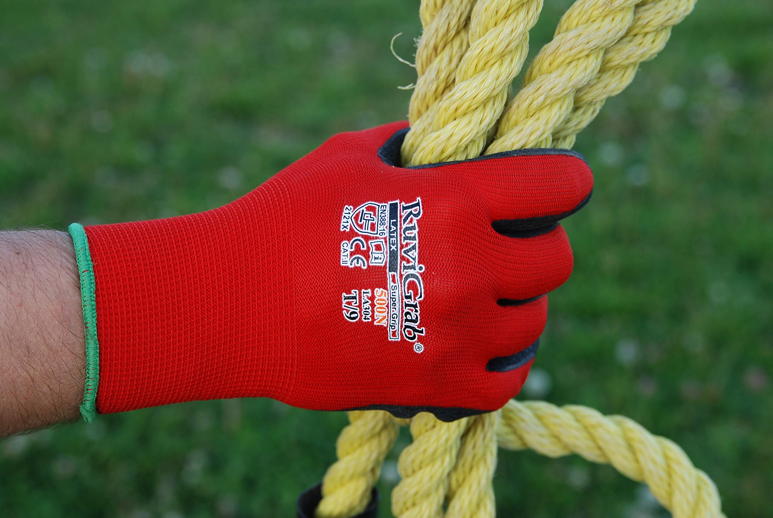 Ruvigrab - Guante de Trabajo de Látex | Guantes Antideslizantes | Guantes Jardineria | Guantes para Industria, Construcción, Agricultura o Uso General | Guante Trabajo Hombre y Mujer