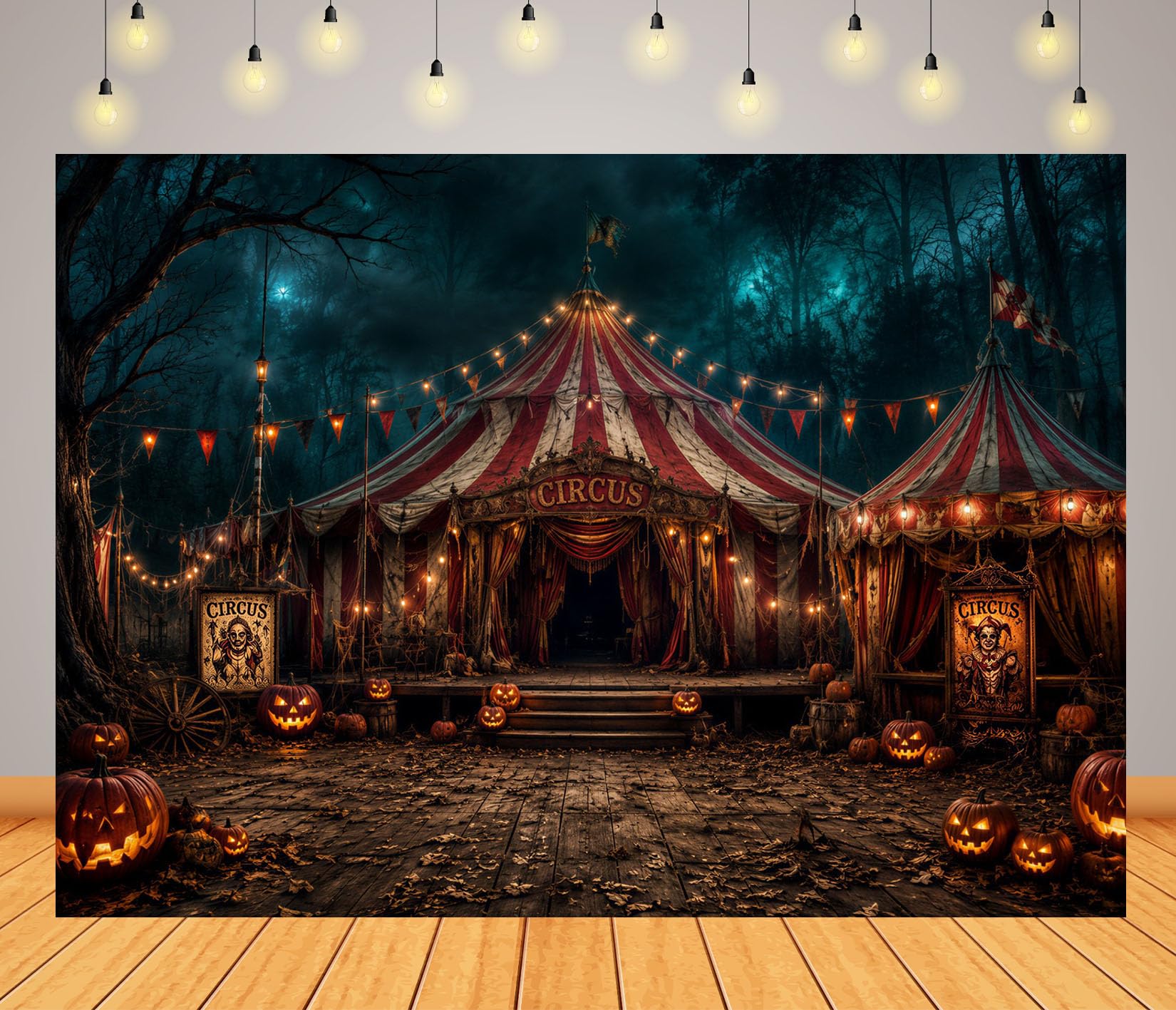 17x10FT (5.2x3m) Circo Abbandonato Halloween Sfondo Fotografico