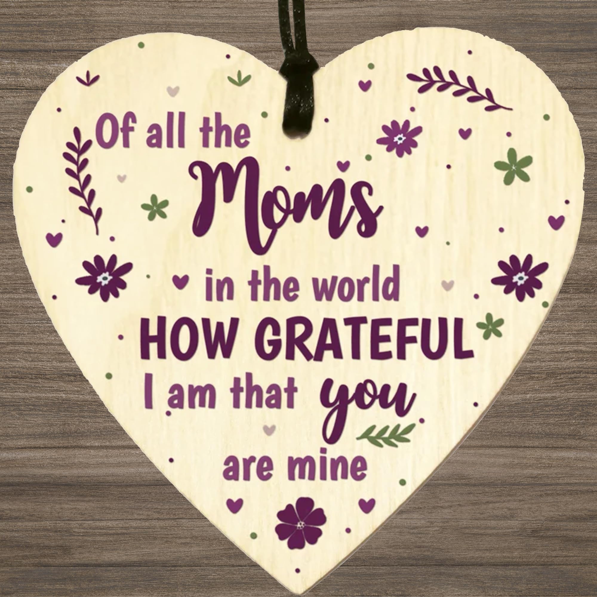 Trimming Shop Mother's Day Birthday Gift for Mom Grandmother Auntie Nanny Godmother Daughter Wooden Heart Hanging Sign