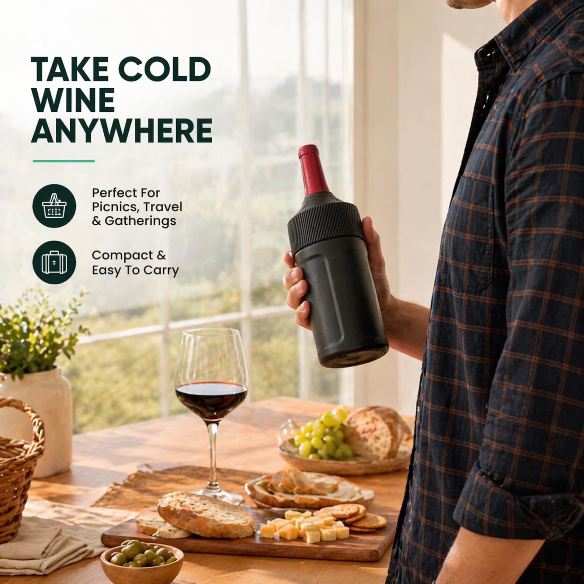 Wine Bottle Cooler Sleeve | Portable Bottle Chiller for Wine Lovers | Insulated Wine Cooler for Outdoor & Indoor Use | Wine Cooler by Vondra — Amazon image 3
