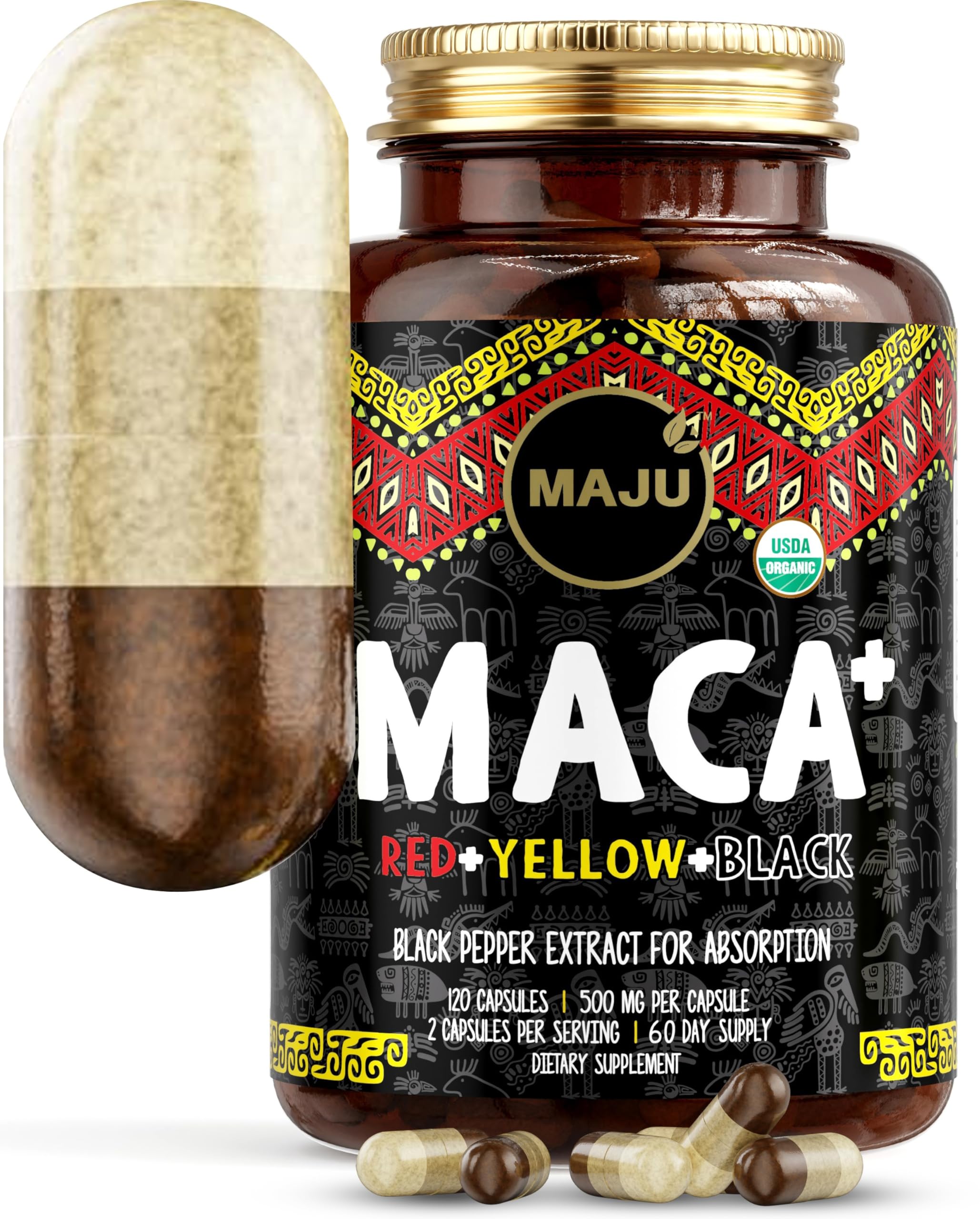 Maju Superfoods Organic Red Maca Root Capsules 120ct - Women Focused Curve Enhancement Nutrition Booster Pills, Gain for Thighs, Powder in Pill Supplement — Amazon image 6