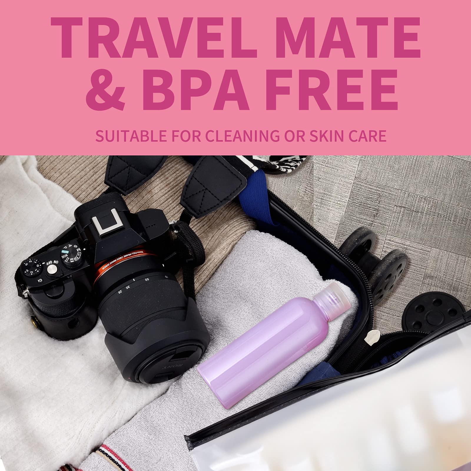 CcHuDE 8 Botellas De Viaje De Plástico De 3.4 Fl Oz, Recipiente Dispensador Transparente Vacío