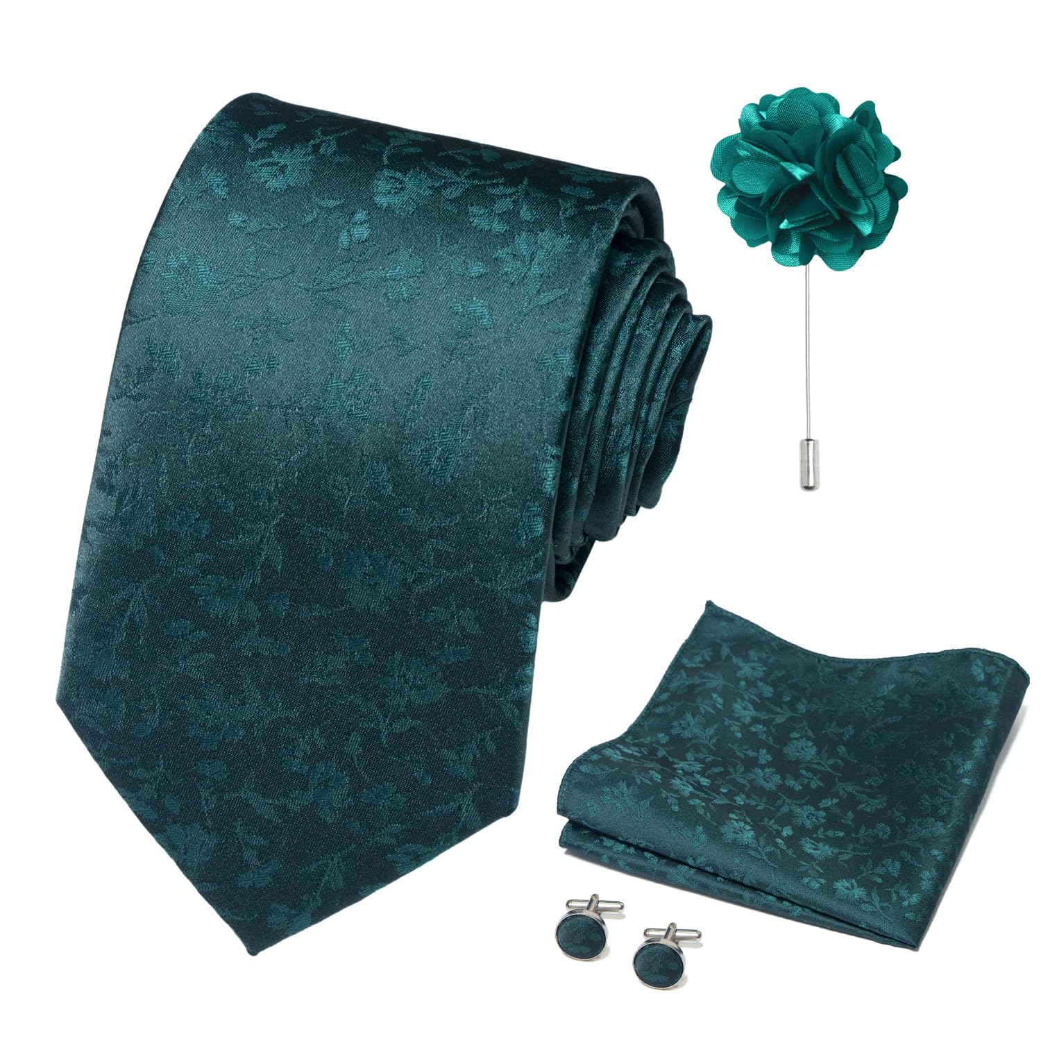 joy alice 70 Colors Ties Set Men Mixed Color Necktie Handkerchief Cufflinks Brooch 3.15 Formal
