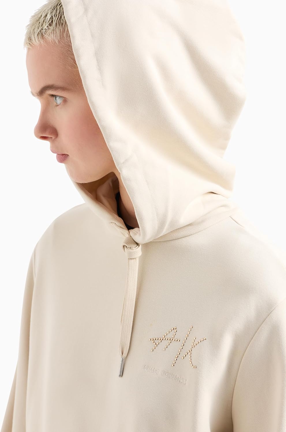 Armani Exchange womens Rhinestone Script Logo Crewneck Pullover Sweatshirt - Image 3