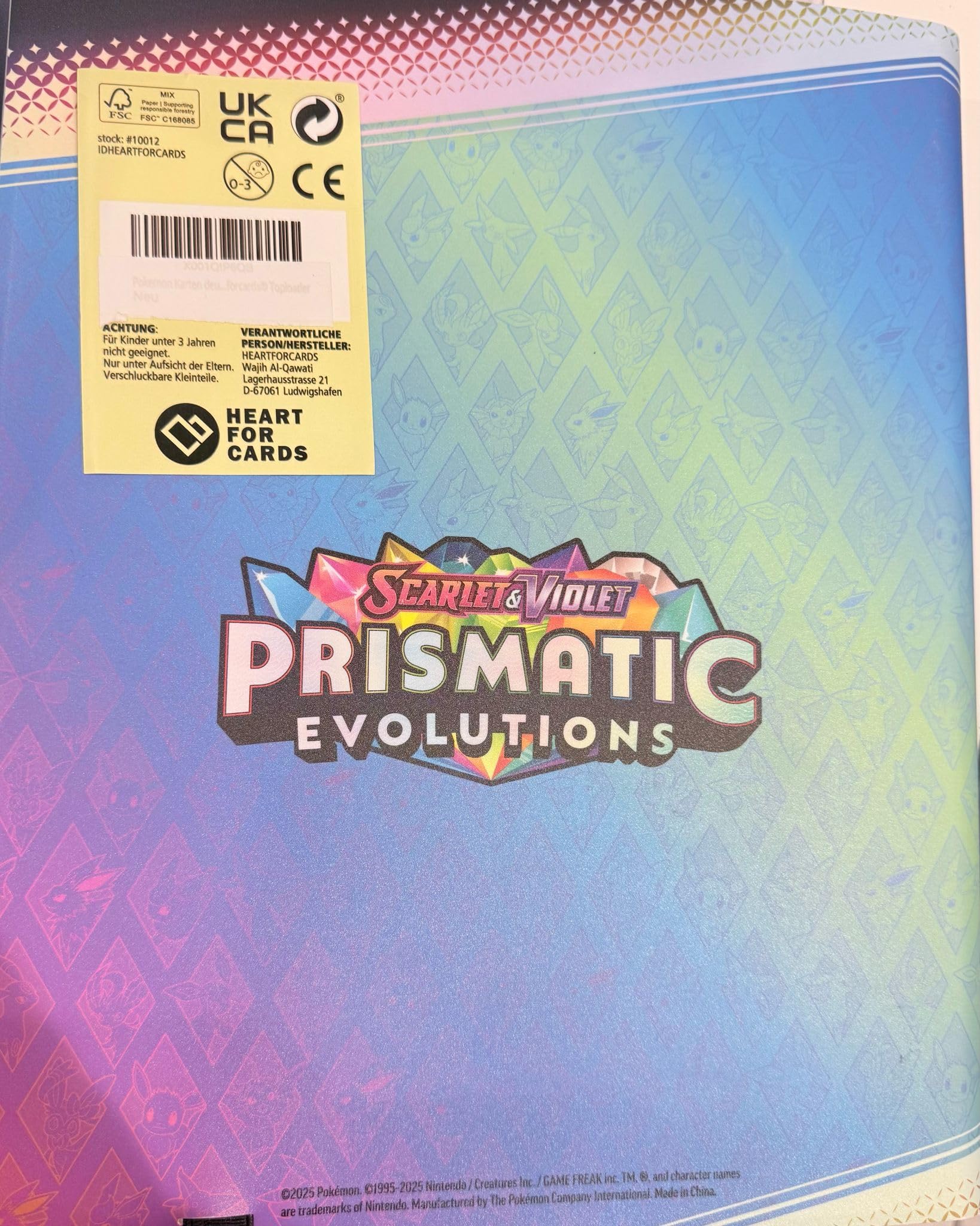 Heartforcards Classeur Pokémon Prismatic Evolutions - Jusqu'à 378 Cartes Avec Protection Expédition
