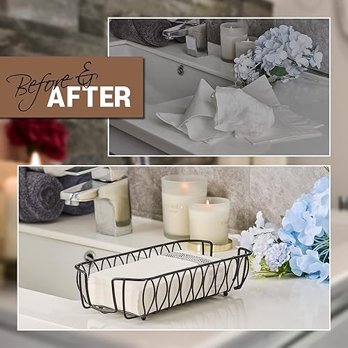 Vista 168 de Bandeja de acrílico para toallas de invitados para baño, soporte vertical para toallas de mano desechables, organizador de servilletas impermeable A