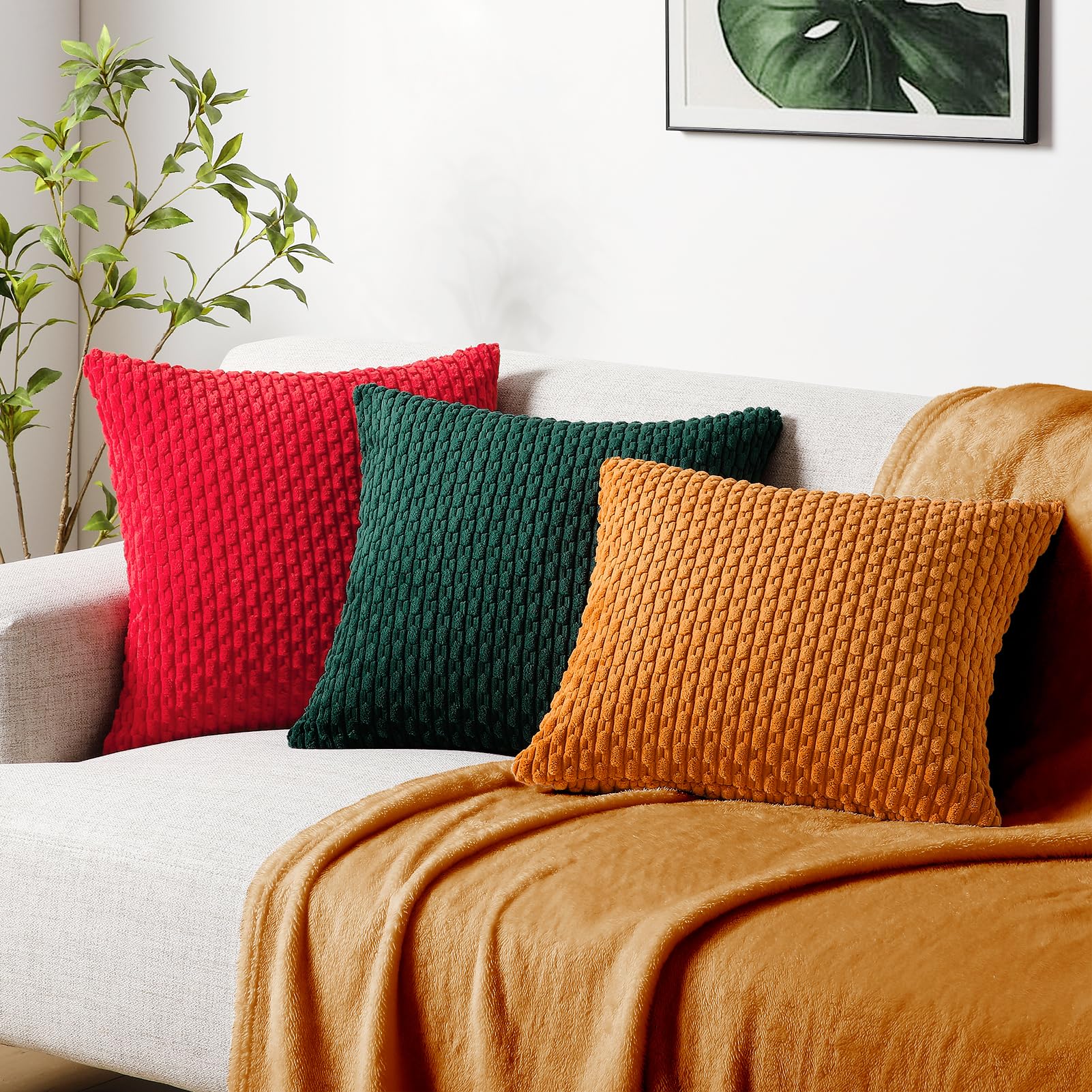 Softalker Kussenhoezen 40x40 donker grijs 2-delig set cord zachte kussenhoezen met patroon sofakussen decokussen couchkussen sierkussen deco voor sofa woonkamer slaapkamer kantoor winter herfst kerst