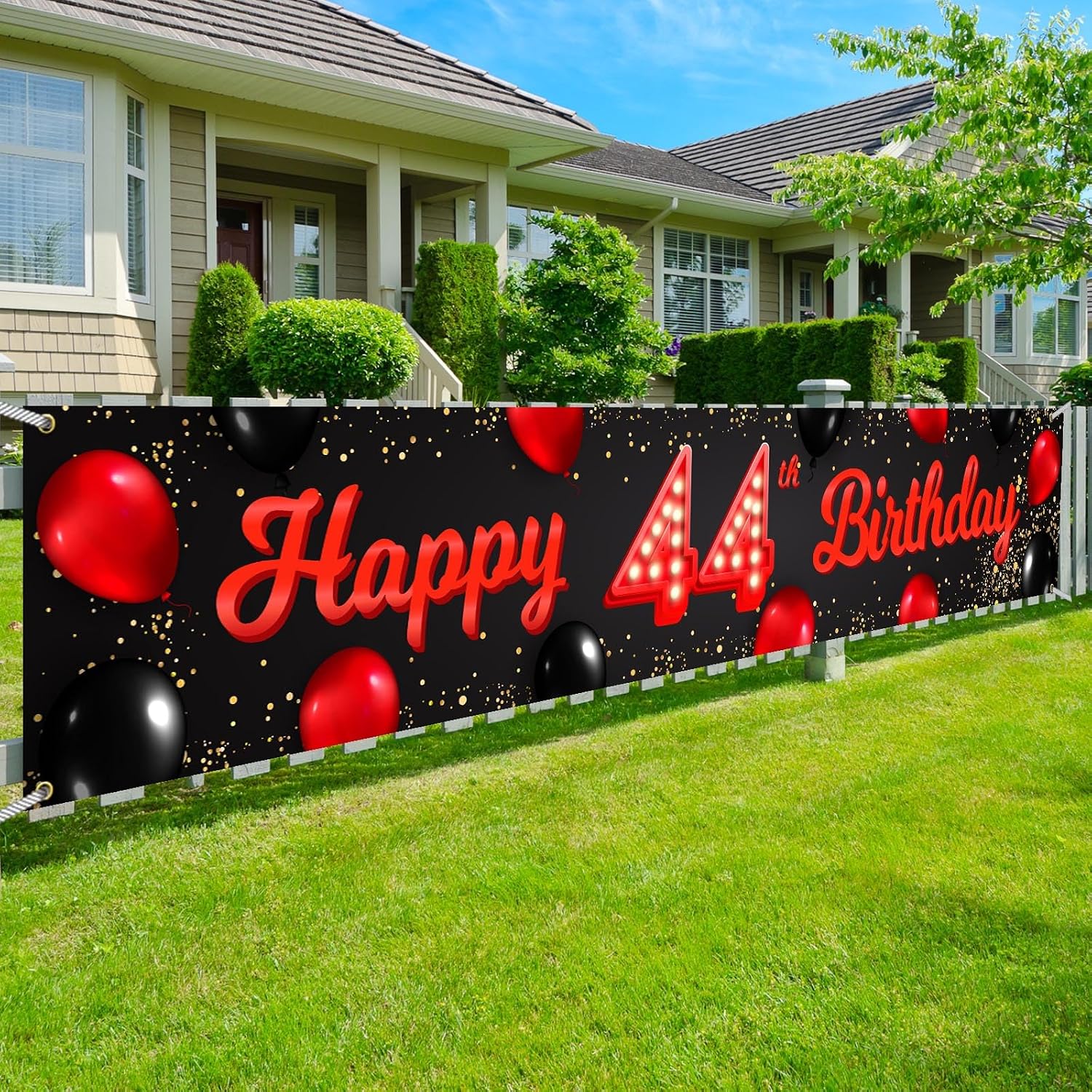 Happy 60th Birthday Red and Black Banner Backdrop Balloons Theme Decor for Yard Garden Girls Women Princess 60 Years Old Birthday Party Decorations Bday Supplies Photo Booth Props Favors Glitter Gold