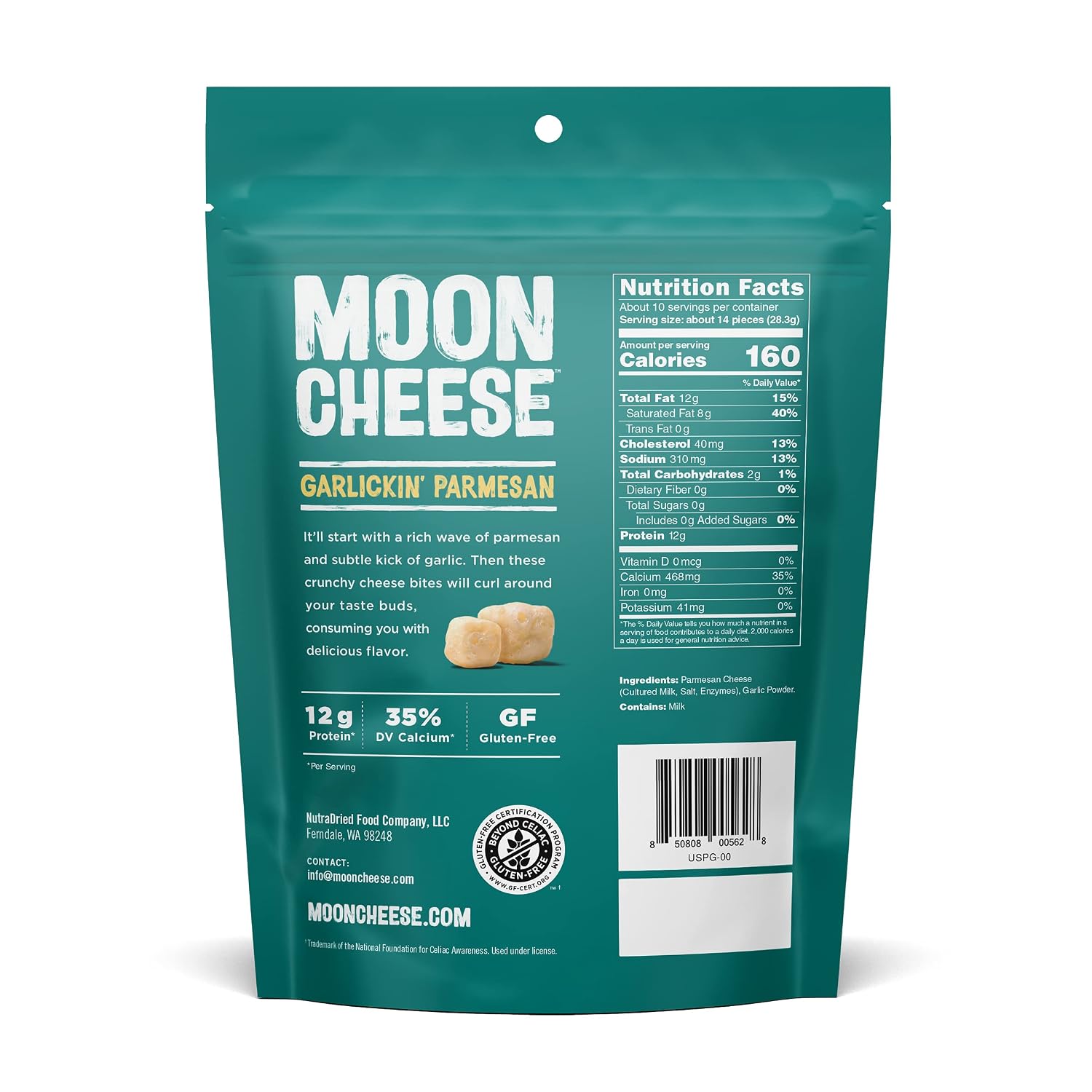Moon Cheese Garlickin' Parmesan Cheese Bites, 10 Ounce, 1-Pack, Crunchy, Protein Rich Cheese Snack, 100% Real Cheese
