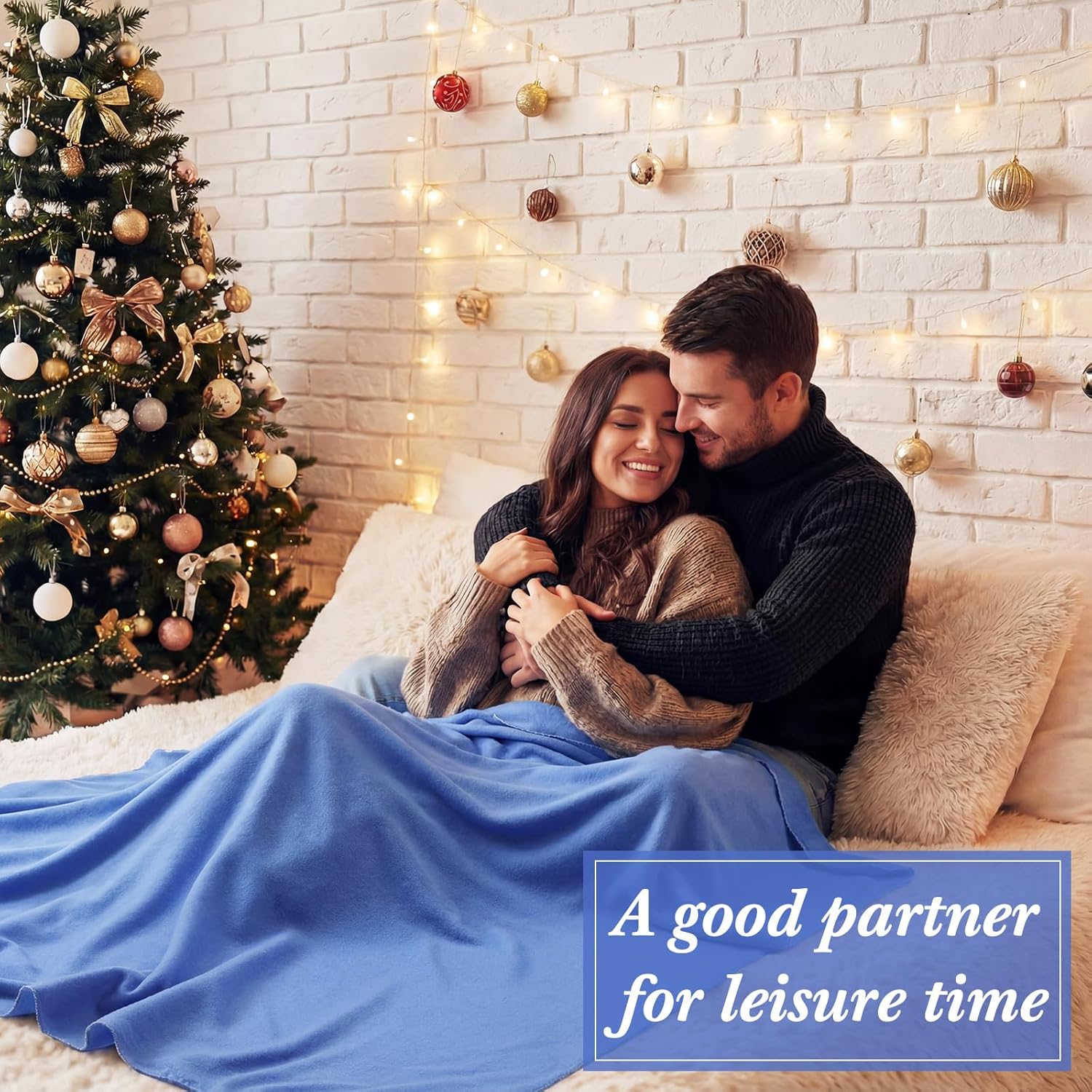 Buryeah 10 Pcs Fleece Blanket Bulk Soft Warm Blankets Cozy Fleece Lightweight Throw Blankets Plush Pet Throw Blanket for Home Bed Sofa Office Wedding Gifts Travel(50" X 60",Bright Blue) - Image 5