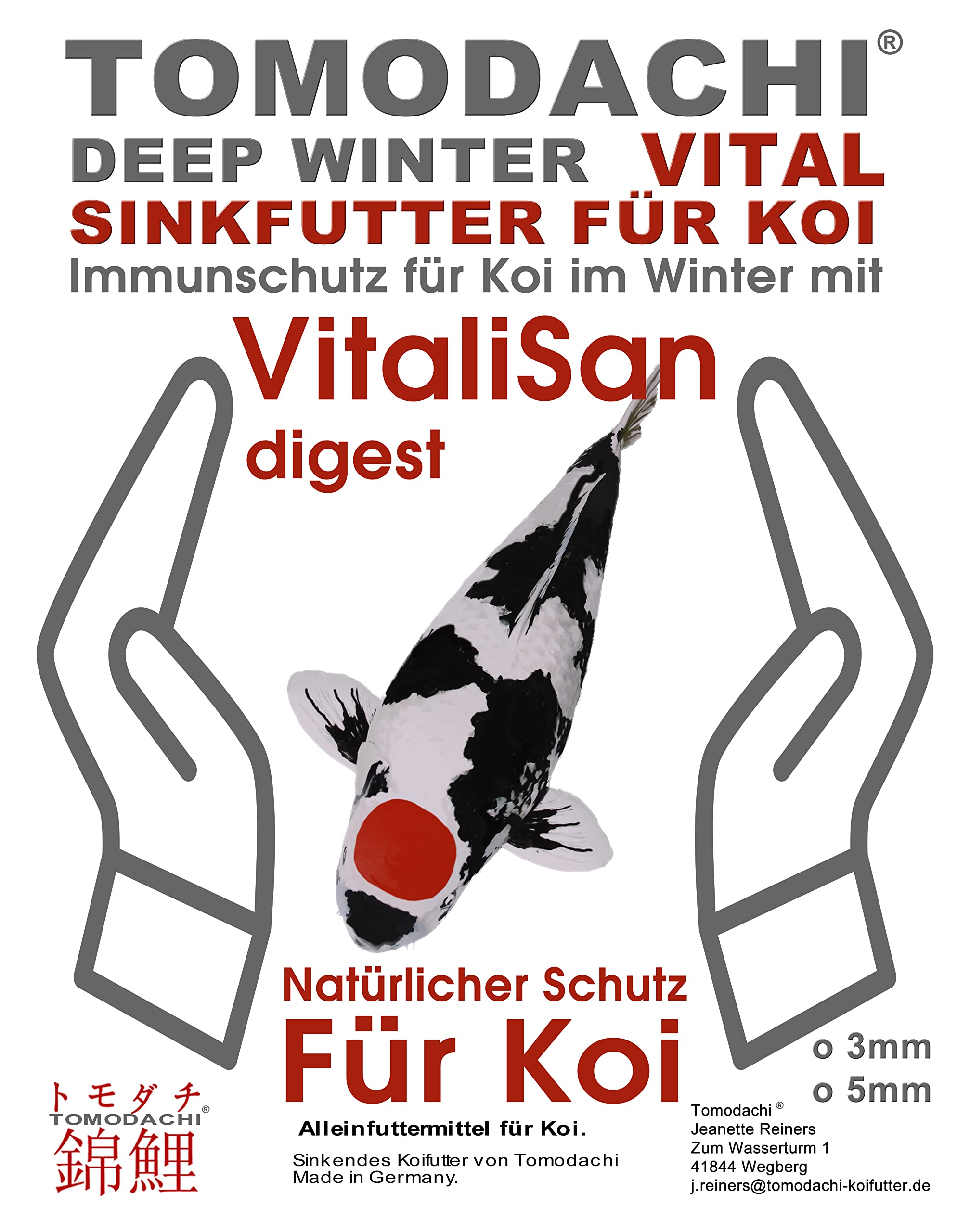 Winterfutter Koi Sinkfutter Tosai Koifutter antibakteriell Monoglyceride Koi Gesundheitsfutter für den Winter Energiefutter arktische Rohstoffe 3mm 5kg Sack