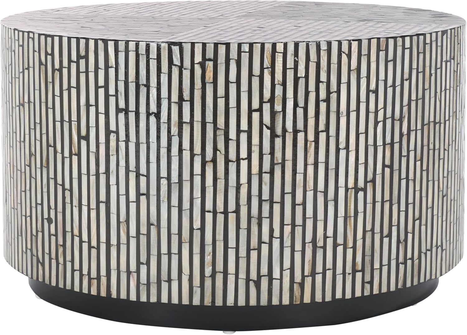 SAFAVIEH Home Collection Hamza Black Mother of Pearl Round Coffee Table (Fully Assembled)