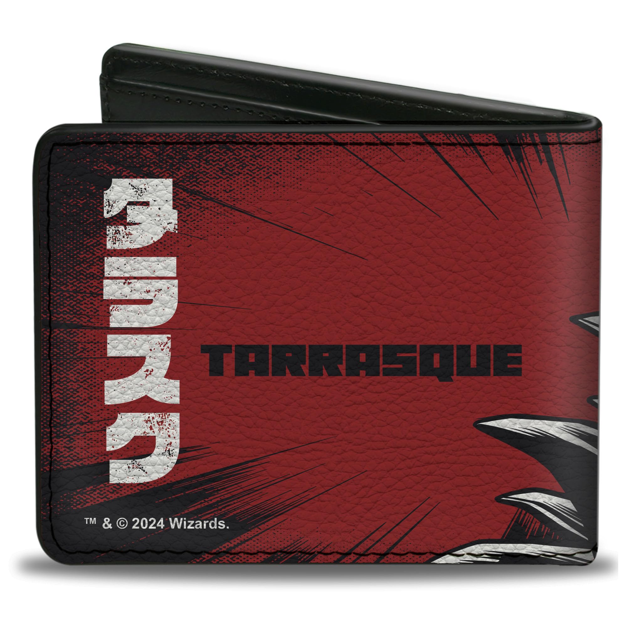 Wizards of the Coast Wallet, Bifold, Dungeons and Dragons Tarrasque Monster and Text Black Red, Vegan Leather