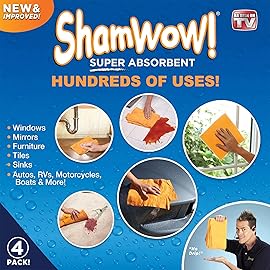 ShamWow Original Super Absorbent Multi-Purpose Cleaning Shammy Chamois Towel Cloth - Holds 10X its Weight in Liquid - Machine Washable - Will Not Scratch (2 Pack, Orange)