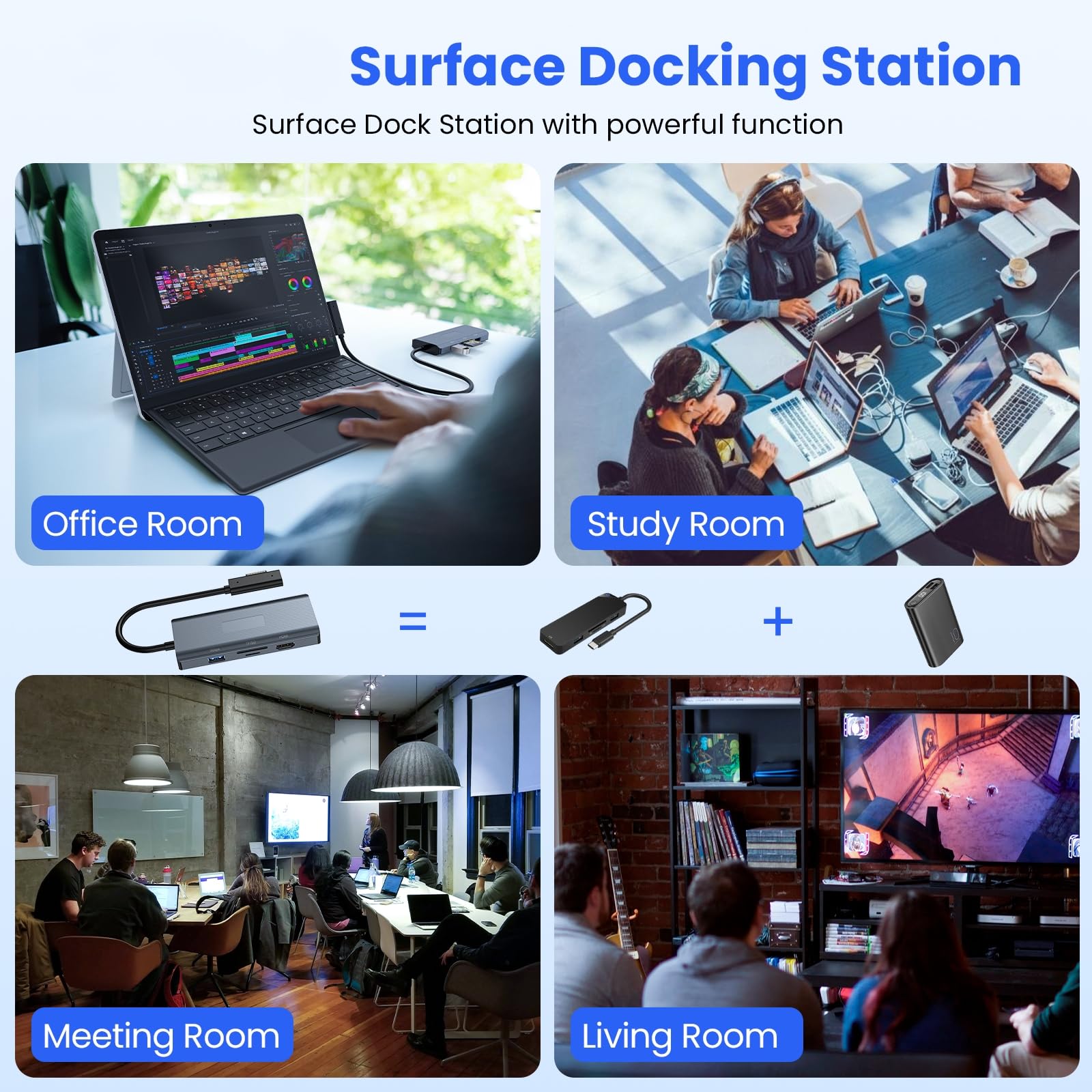 11-in-1 Surface Pro Docking Station, New Surface Dock 4K@60HZ HDMI, Surface Docking Station for Surface Pro 11/10/9/8/X/7/6/5/4/3, Surface Laptop 6/5/4/3/2/1, Surface Laptop Go 3/2/1, Surface Book — view 8