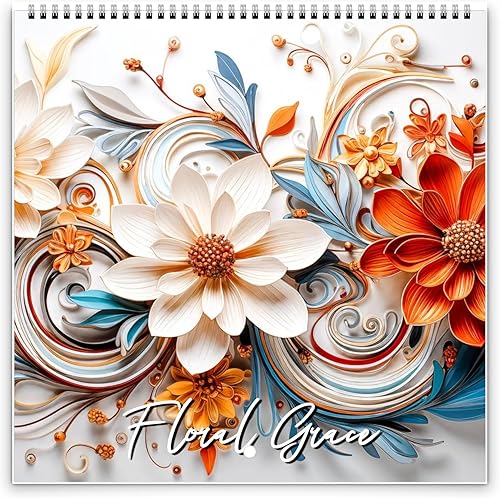 Miniatura 10 de Calendario de pared 2026 con gracia floral - Elegante floración con vacaciones (clásico de plegado medio, grande de 11 x 17 pulgadas)