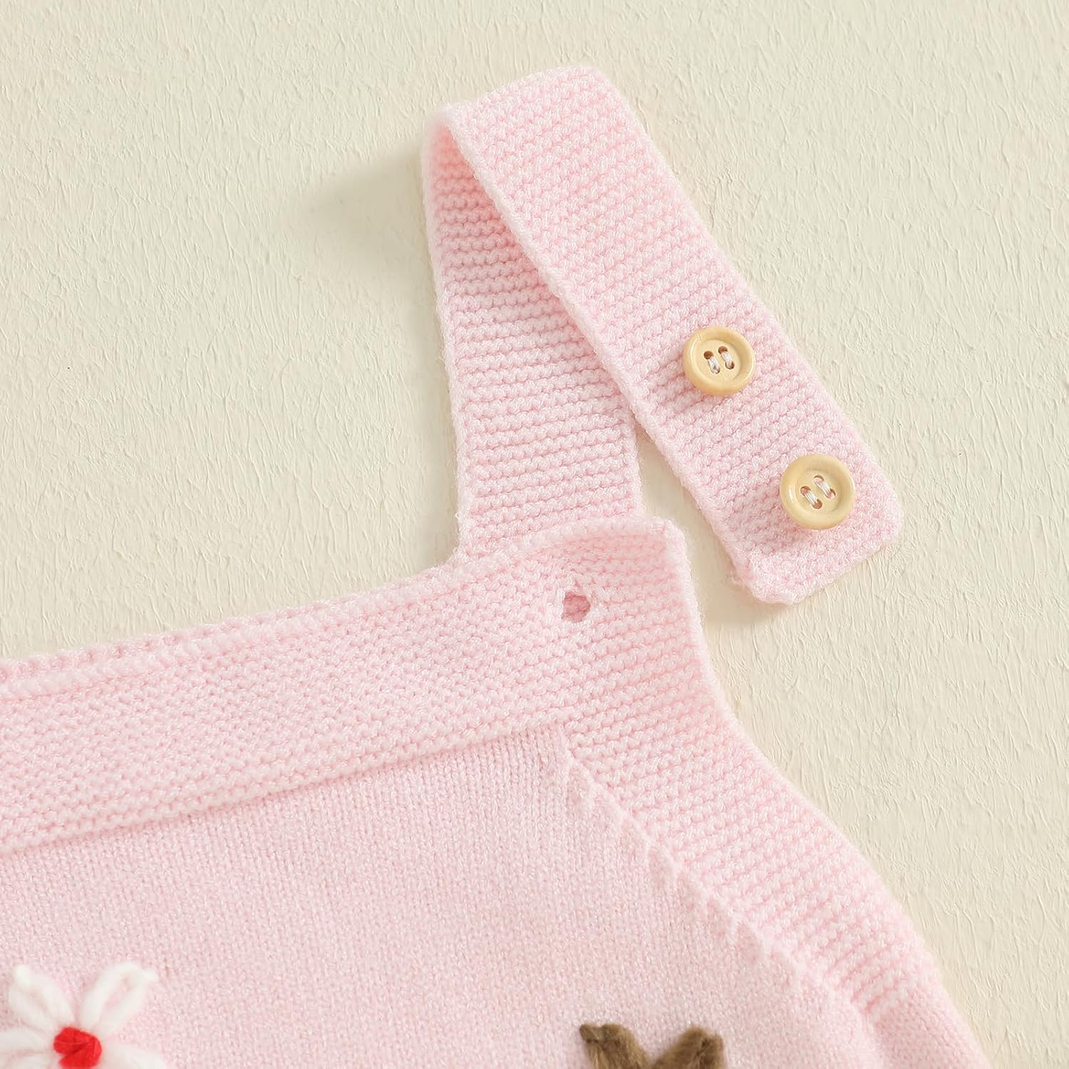 Infant Girl Cherry Sweater Rompers Sleeveless Embroidery Floral Ruffled Knit Bodysuit Newborn Baby Coming Home Outfit - Image 5