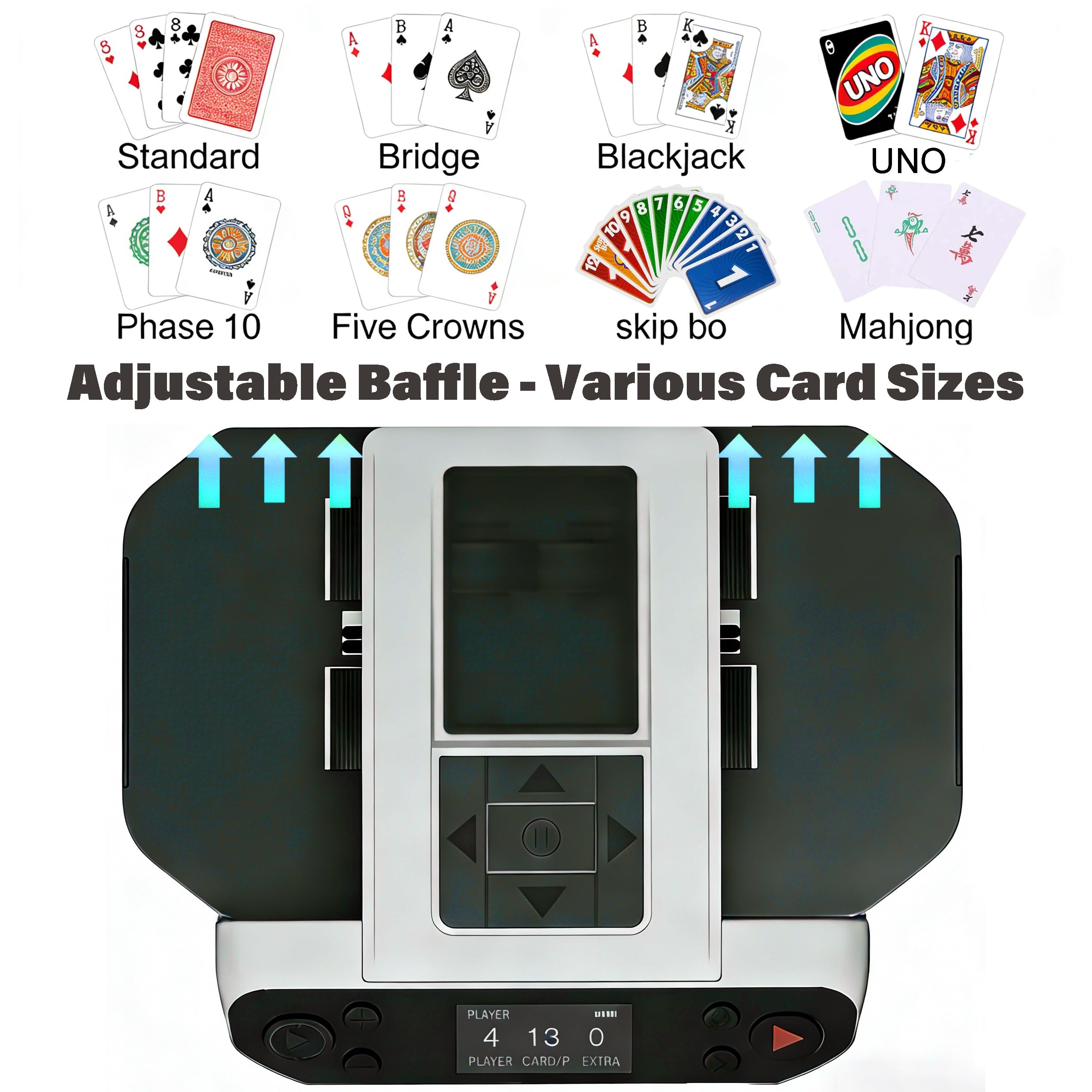 2025 Automatic Card Shuffler and Dealer Machine, 2-in-1 Smart 360°Rotating, Super Quiet, Safer, Various Card Games for Home and Club-Black