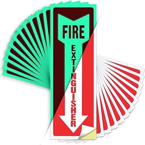 Miniatura 14 de Letreros de extintor de incendios, calcomanías de señal de seguridad, paquete de 12 unidades, 4 x 12 pulgadas, vinilo de 0.197 in, colores rojo