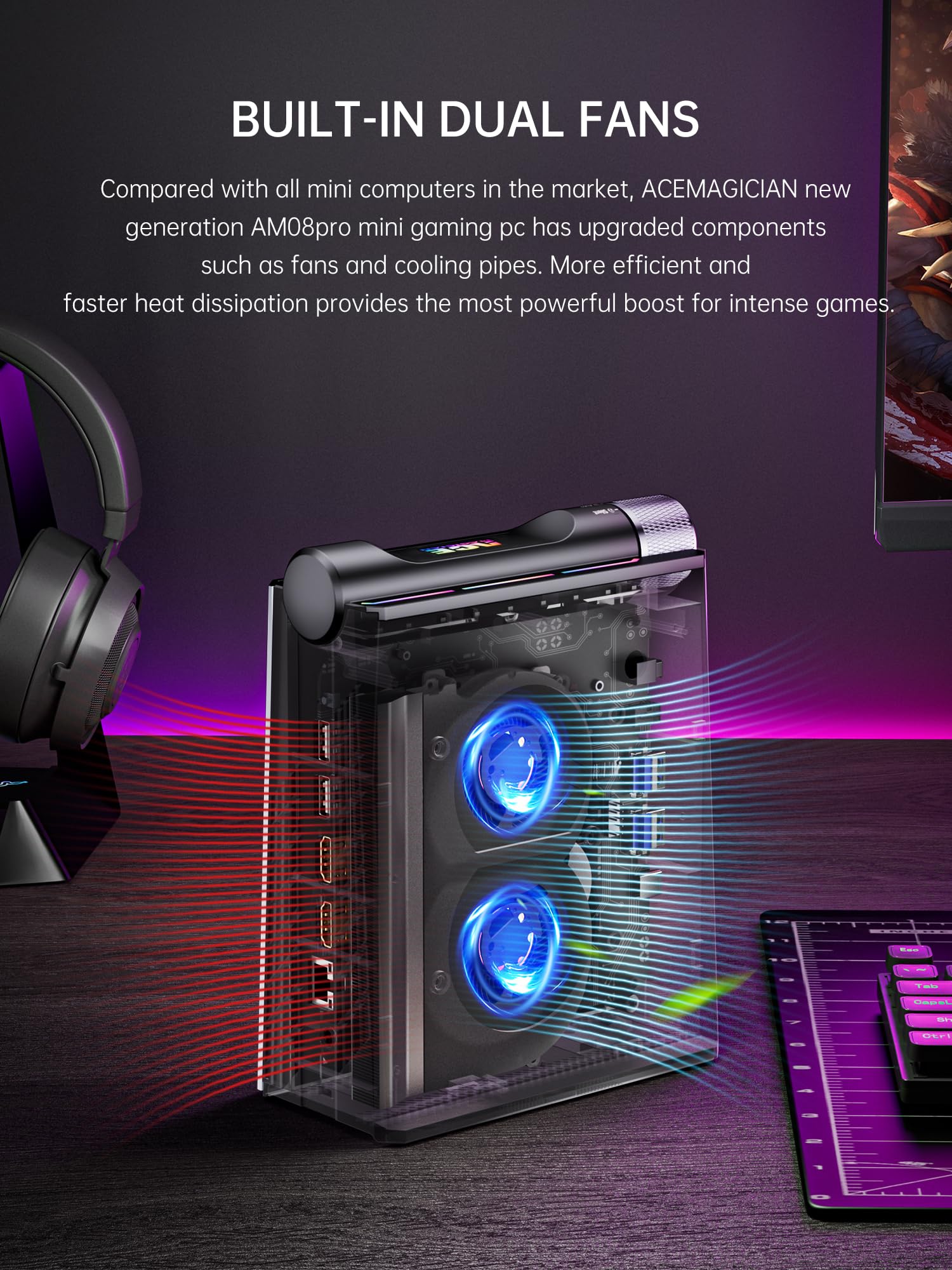 ACEMAGICIAN Mini PC Gaming AMD Ryzen 9 6900HX 16GB DDR5 512GB NVME SSD WIFI6 Bluetooth 5.2 Triplo Display
