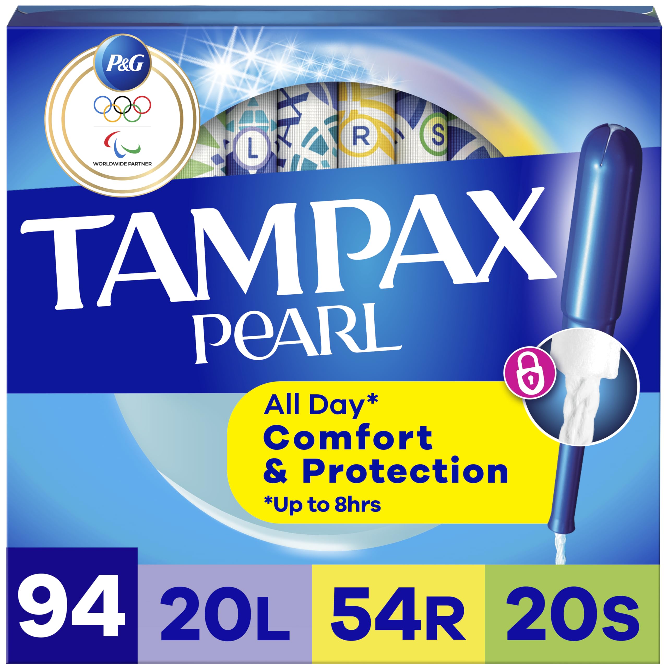Pearl Tampons for Women Multipack, with LeakGuard Braid, Light/Regular/Super Absorbency, Unscented, 94 Count (2 Packs of 47)