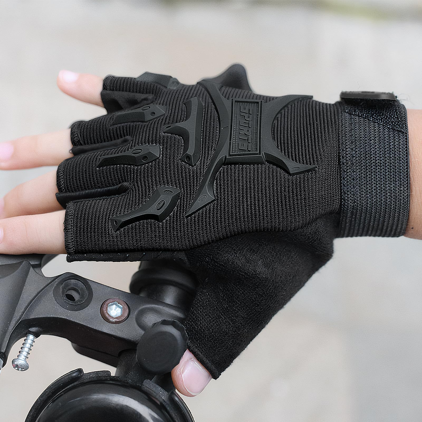 Guantes de Ciclismo de Medio Dedo para Niños, Guantes Deportivos Antideslizantes, Negro, Talla Única