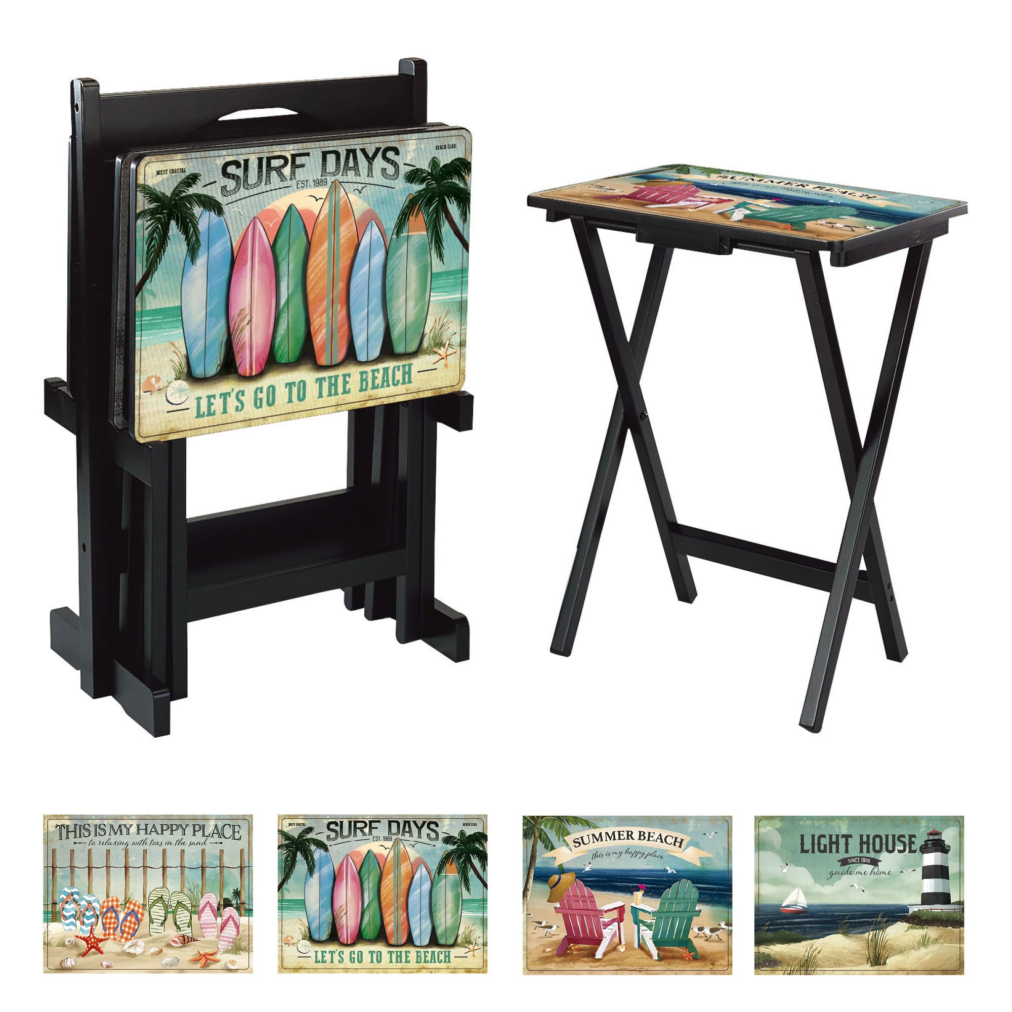 Cape Craftsmen Rectangular TV Trays Table Set of 4