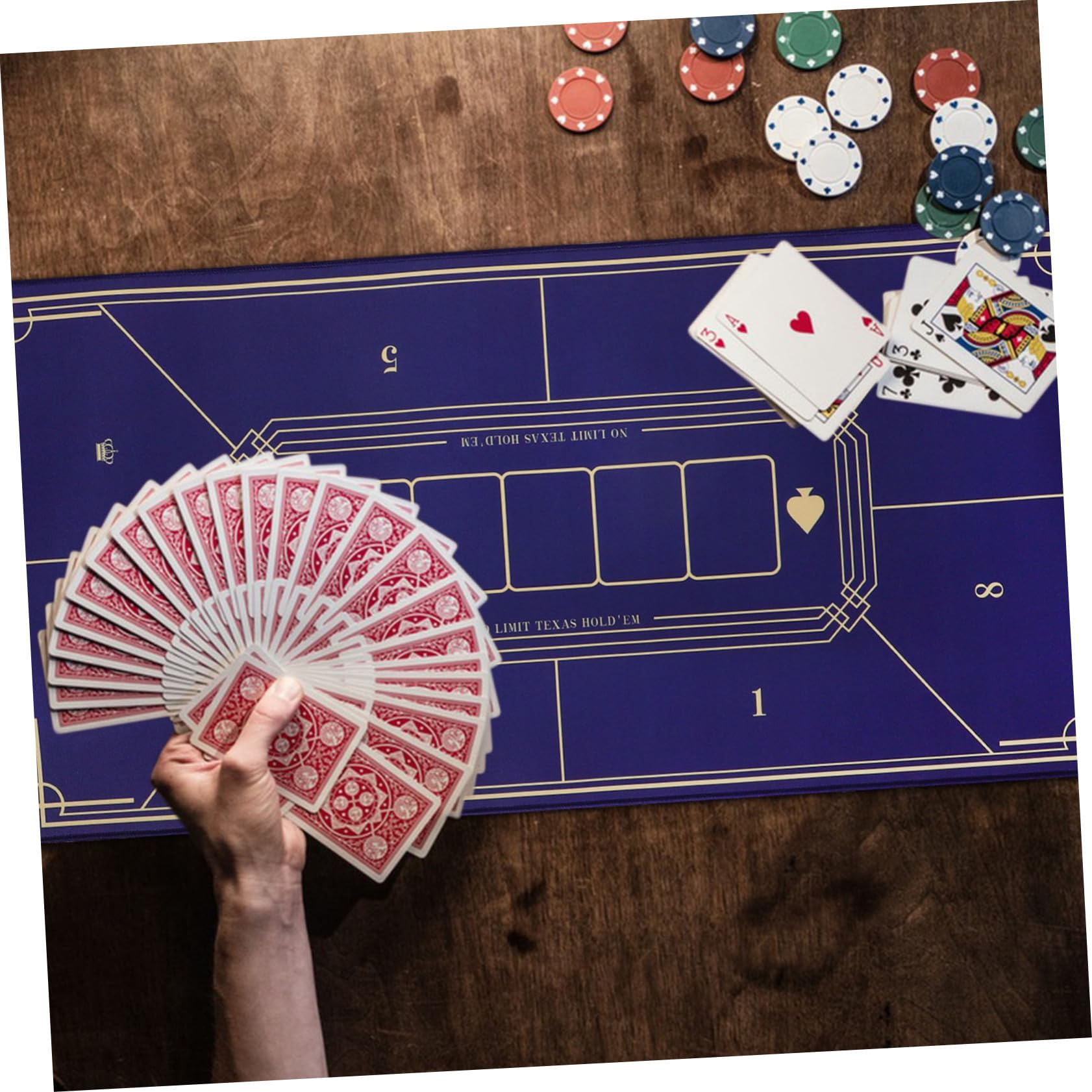 Tapete de Mesa de Póquer Azul Antideslizante y Fácil de Limpiar, Cubierta para Mesas de Ruleta Adecuado para Juegos de Póquer y Entretenimiento en Casa
