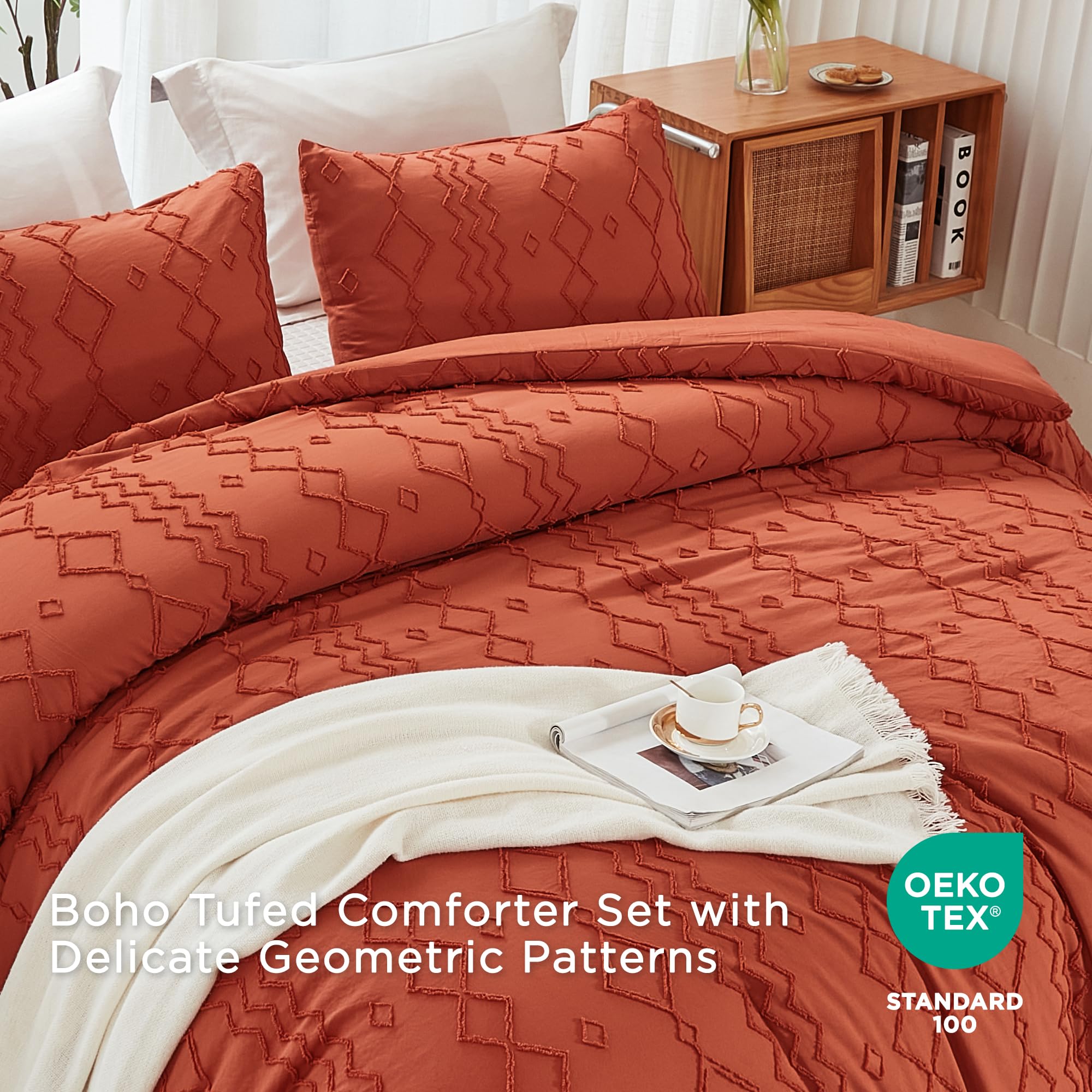 Andency Set di biancheria da letto king size con pieghe bianche (260 x 228 cm), 3 pezzi (1 piumone con nervature, 2 federe), in microfibra