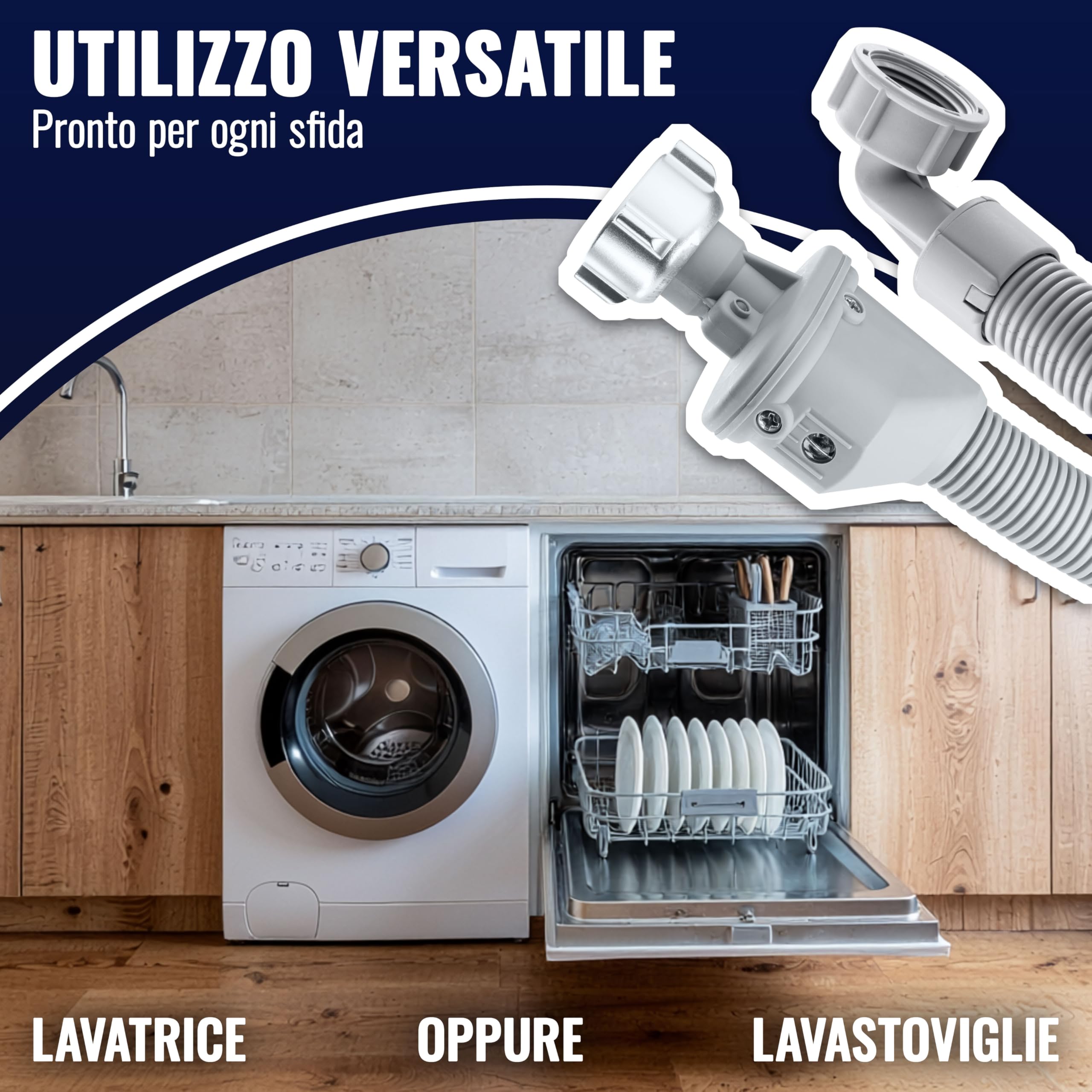 Poppstar Tubo per lavatrice 5m (tubo con aquastop per lavatrice, lavastoviglie), attacco 3/4 di pollice