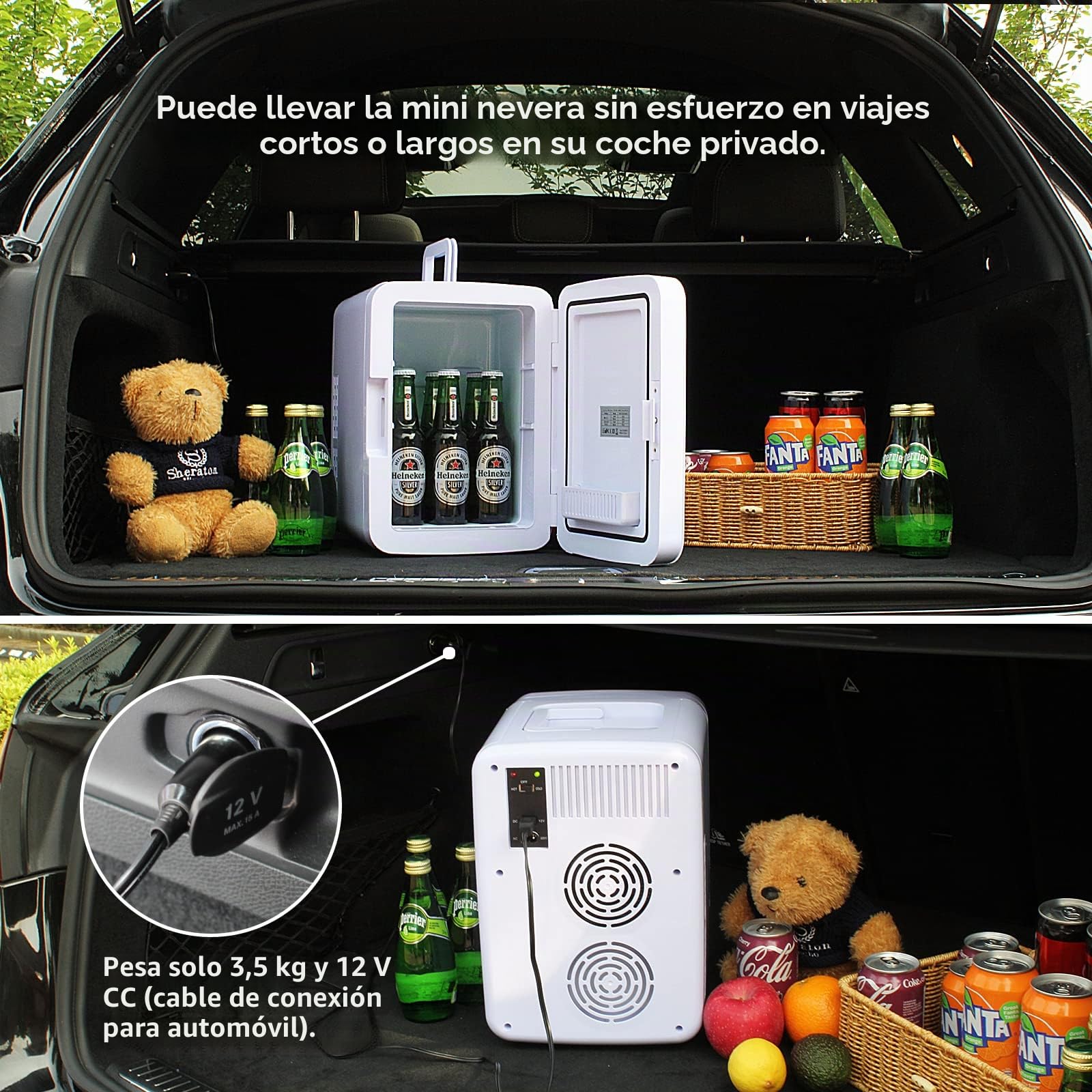 Mini Nevera de Mesa 2 en 1, 10 Litros, Refrigeración y Mantenimiento del Calor, Silenciosa, 220 V CA / 12 V CC, para Coche, Oficina y Camping