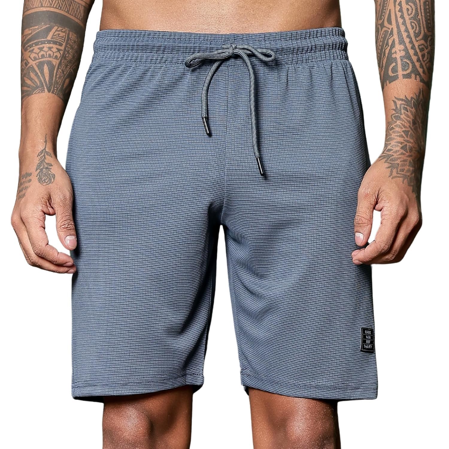 Men’s Textured Knit Shorts | Premium Casual Drawstring Shorts | Soft Stretch Fabric | Stylish Summer Bottoms | Comfortable Slim Fit Apparel | Casual Outdoor Outfit | Shorts Pant for Men-image-27