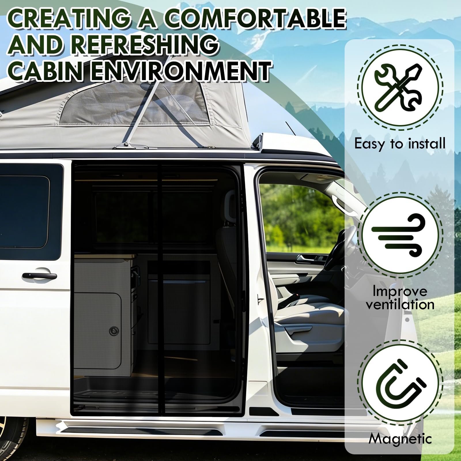 Moustiquaire MagnéTique pour Van 150 X 110 Cm, Moustiquaire Universelle, Moustiquaire Voiture pour Moustiquaire avec Aimant pour Camping-Car, Caravane, Etc
