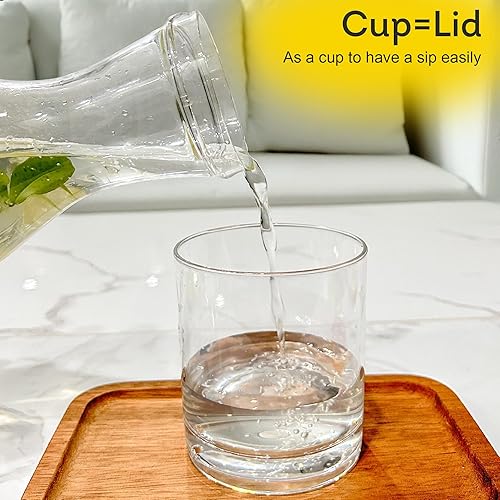 Miniatura 4 de Lily's Home Jarra de agua nocturna con vaso, boquilla fácil de verter para uso sin ensuciar en dormitorio, baño o cocina, taza de uso como tapa,