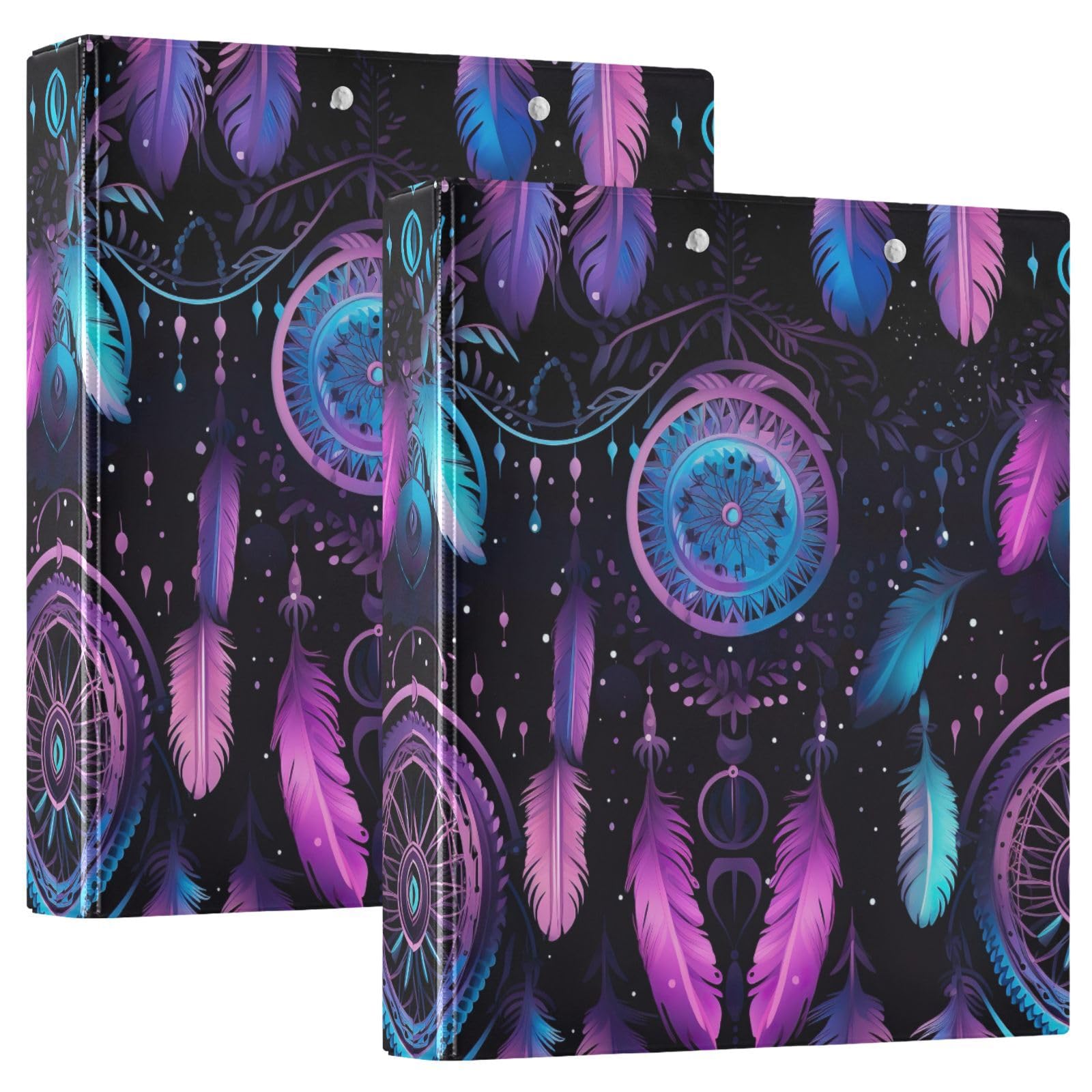 Raccoglitori a 3 anelli, 3,8 cm, colorati, rotondi, con clip in metallo, organizer per casa e ufficio, confezione da 2