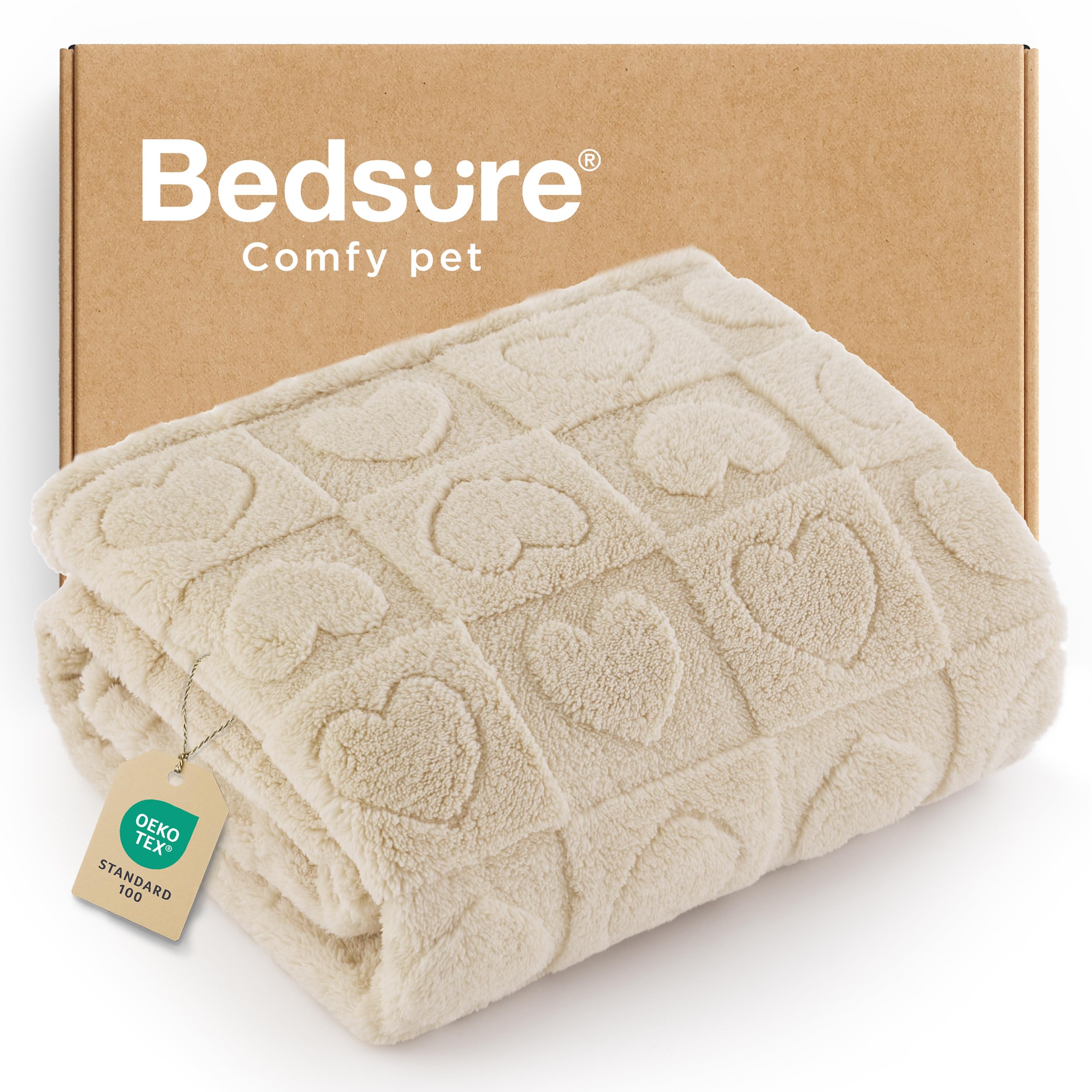 Bedsure Dog Blankets for Small Dogs Washable - Fluffy Fuzzy Cat Puppy Blanket with Premium 300GSM Coral Fleece Soft for Pet Kitten Doggy, White, 25x35IN