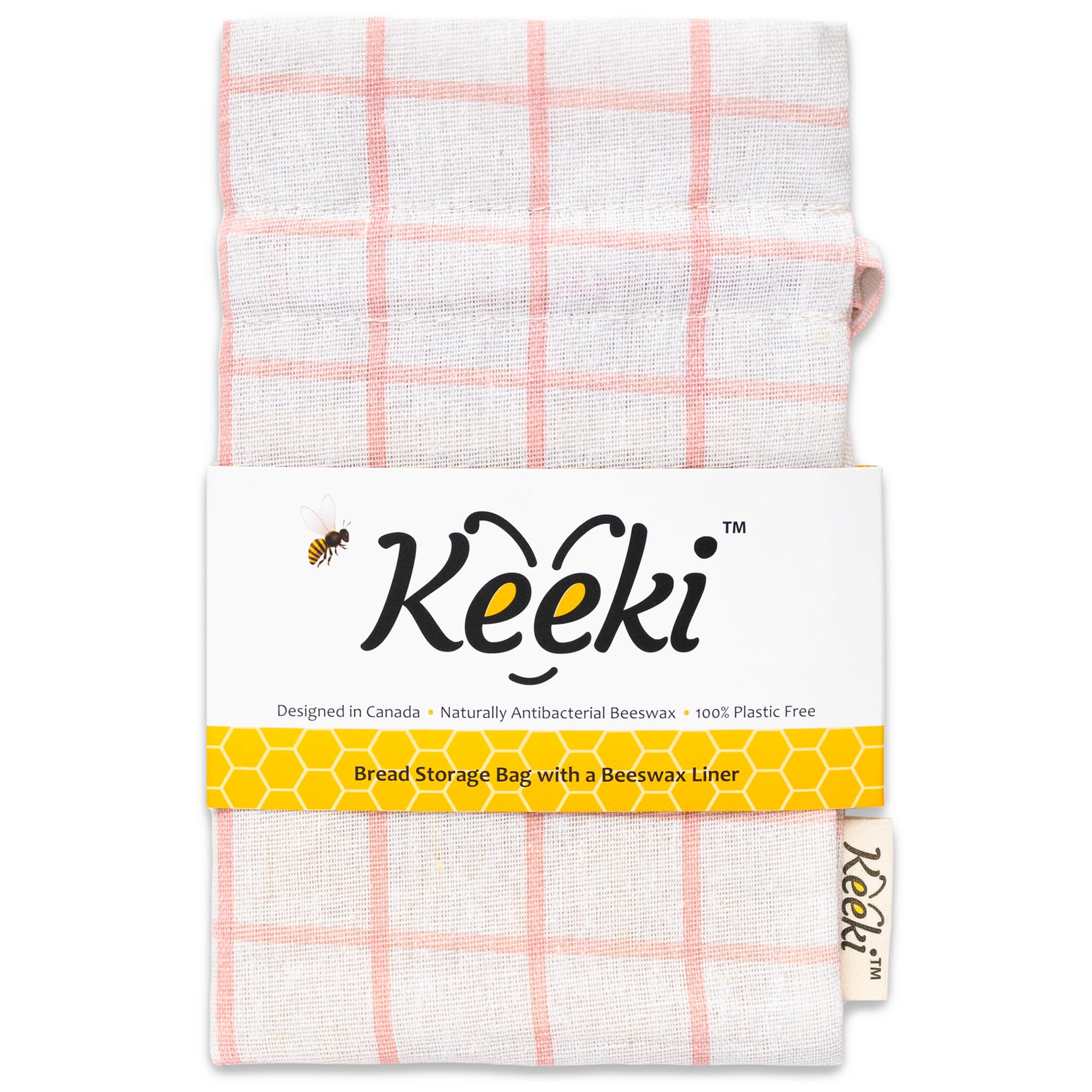 Keeki Bag - The Original Beeswax Lined Bread Bag for Homemade & Sourdough | Reusable Linen Bread Storage | Beeswax Wrap Alternative | Plastic-Free Storage w/Wide Drawstring Closure (Pink) — image 1