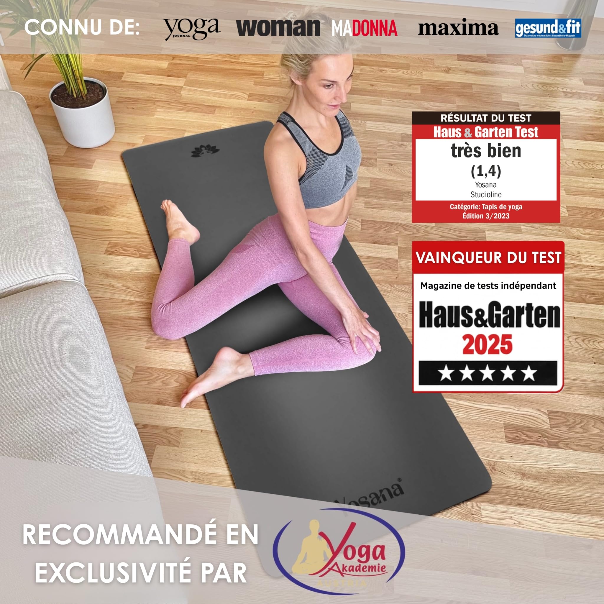 Tapis De Yoga En Caoutchouc Naturel Yosana - Ultra Grip 183x68cm 4mm