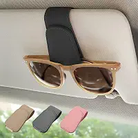 Ompellus Suporte magnético de couro para óculos de sol, clipe de gancho de óculos para viseira de sol de carro, adequado para óculos de diferentes tamanhos (preto, 1 pacote)