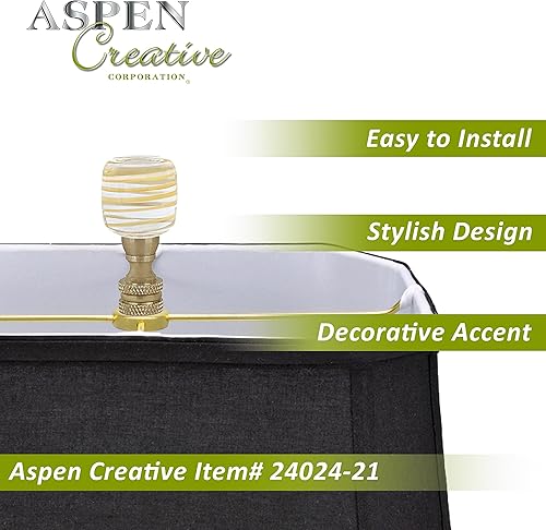 Miniatura 7 de Aspen Creative 24024-21, Transparente con Línea Amarilla Lámpara de Vidrio Cobre, 2" Alto Finial, Transparente y Amarillo