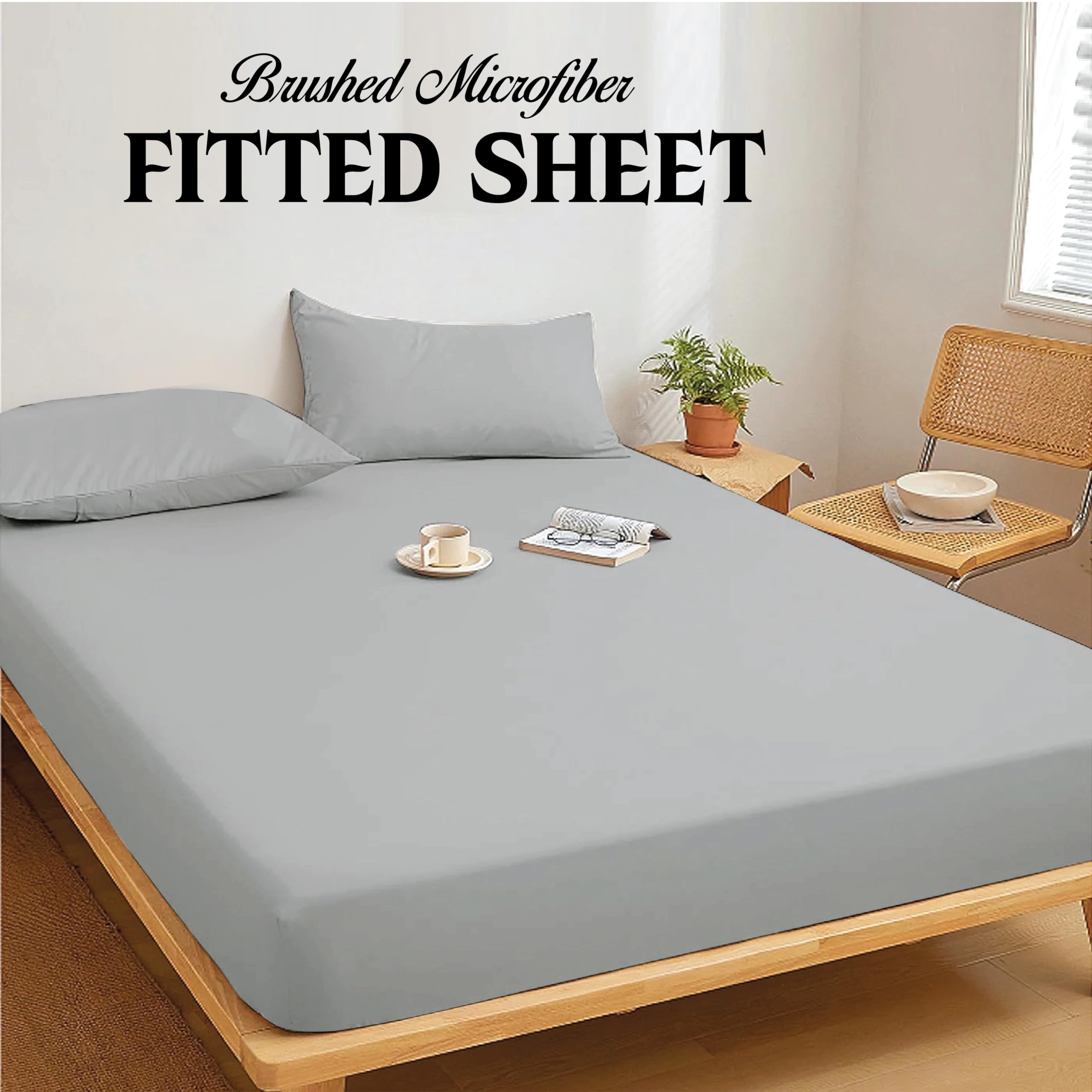 Ev Dekor Single Fitted Sheet Soft 100% Microfiber 30cm Deep Pocket Bed Sheets - Grey (90 X 190) Cm, Grey 30cm Fitted - Image 2