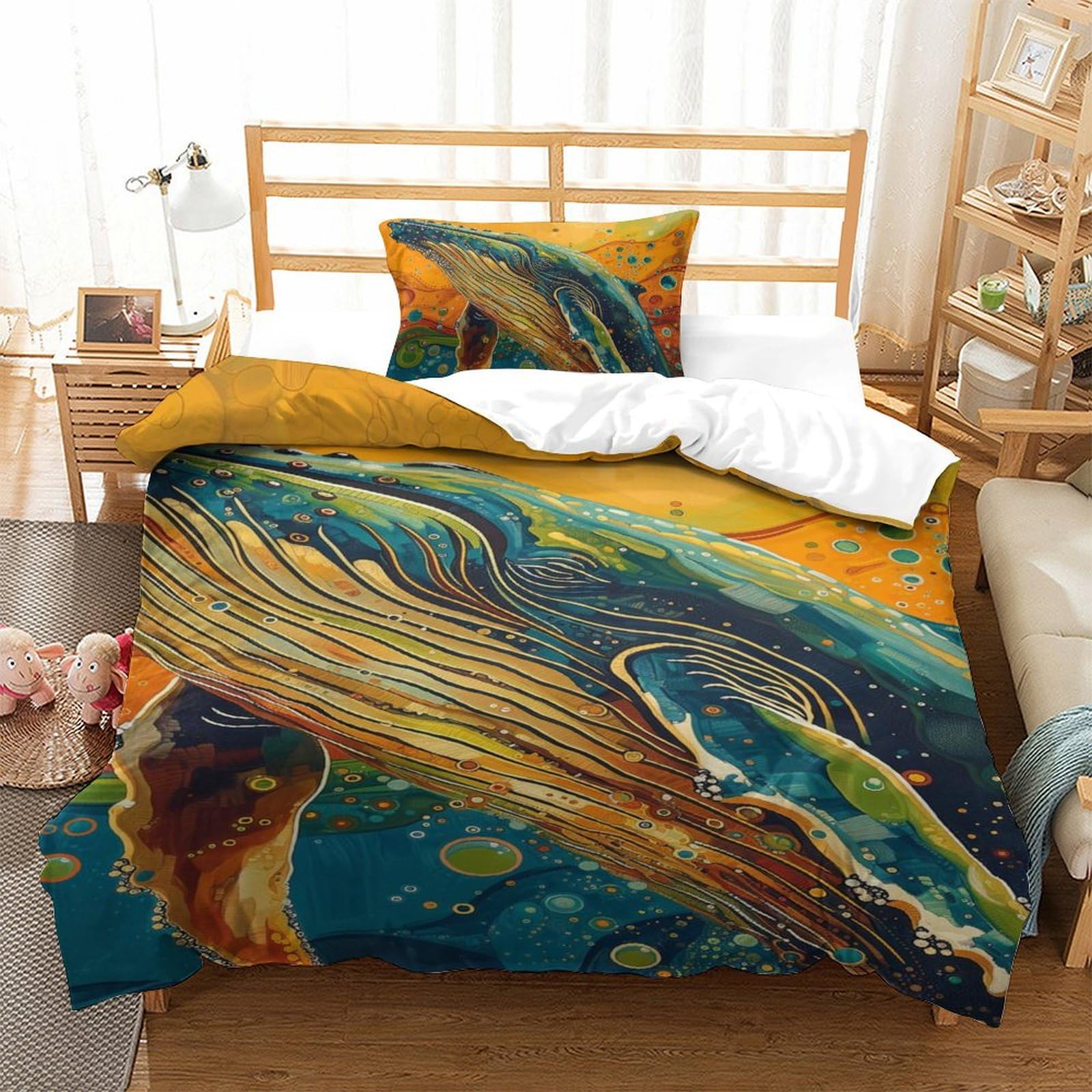 La Baleine parure de lit 3 pièces microfibre premium au tissage haute densité