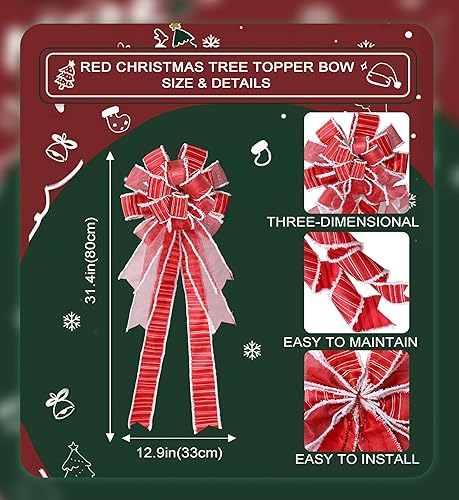 Miniatura 4 de Arco decorativo para árbol de Navidad, 35 x 14 pulgadas, lazos decorativos de arpillera para Navidad, vacaciones, Acción de Gracias, adorno interior