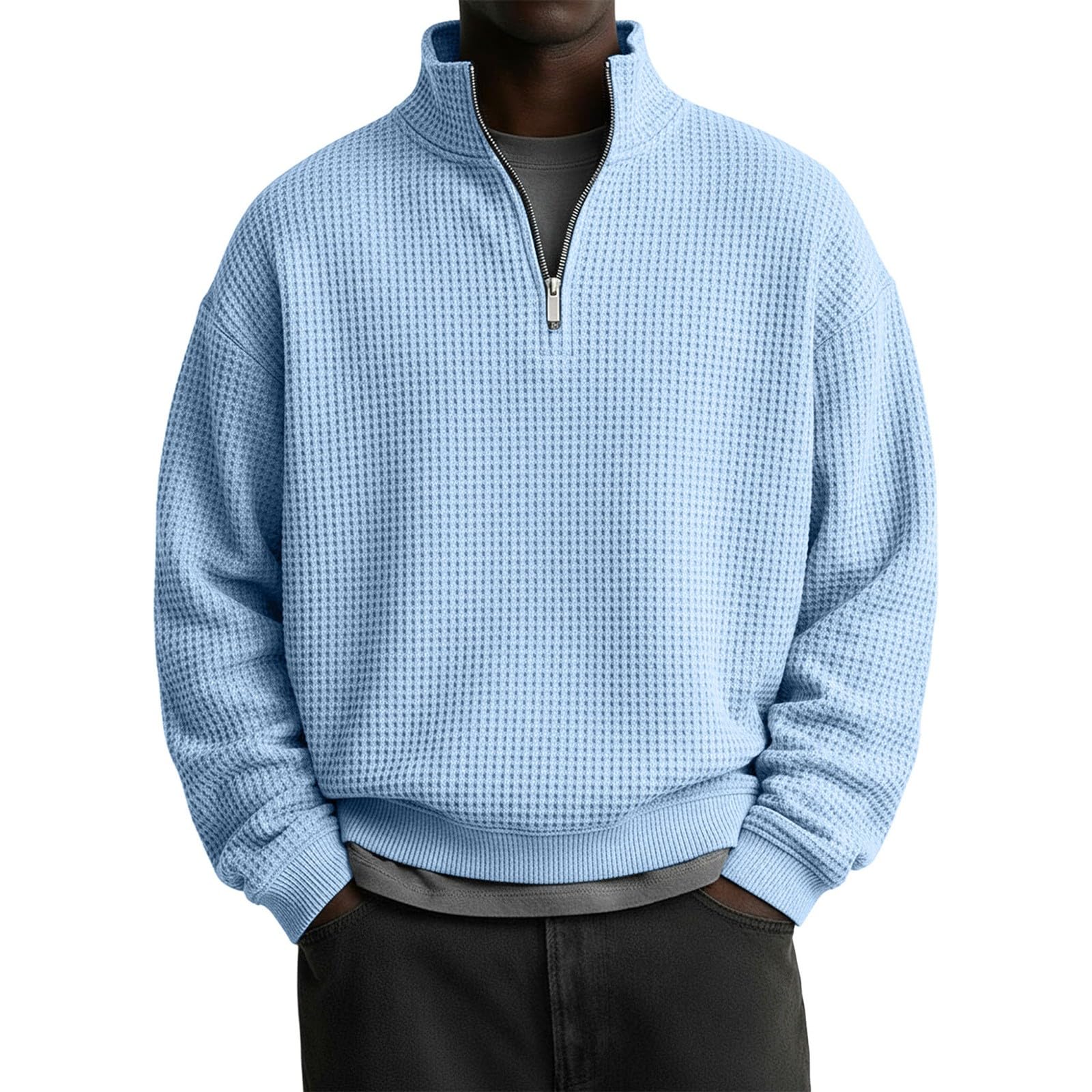 Pull thermique homme col montant zippé finitions soignées L - 5
