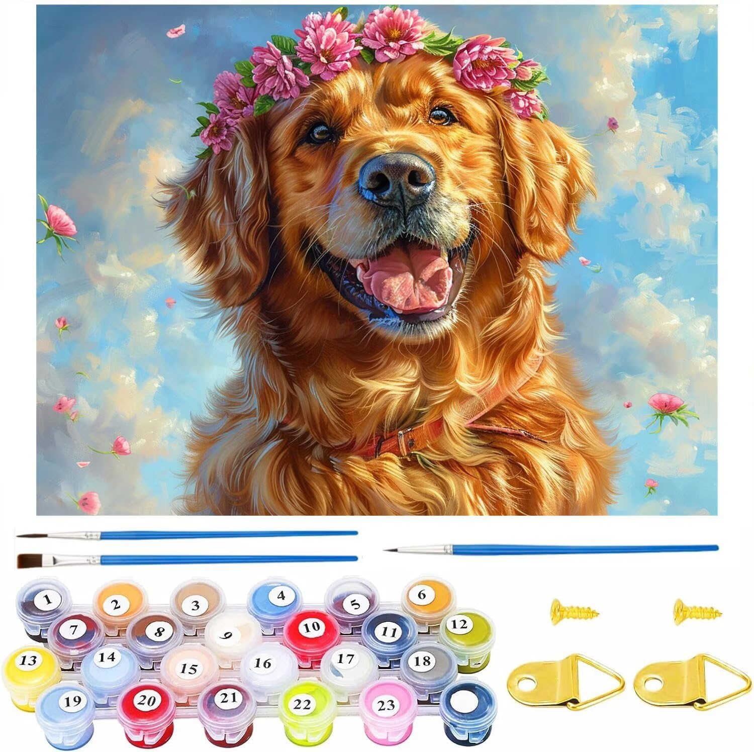 数字油絵 初心者 ワンちゃん 塗り絵 絵画 絵具 数字 油絵ペイントバイ