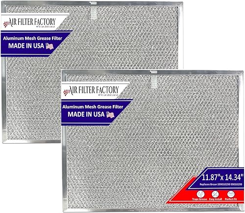 Air Filter Factory Filtro de grasa S99010299 99010299 Reemplazo para campana extractora Broan 11-7/8" X 14-11/32" X 3/8" Filtro de grasa de malla de